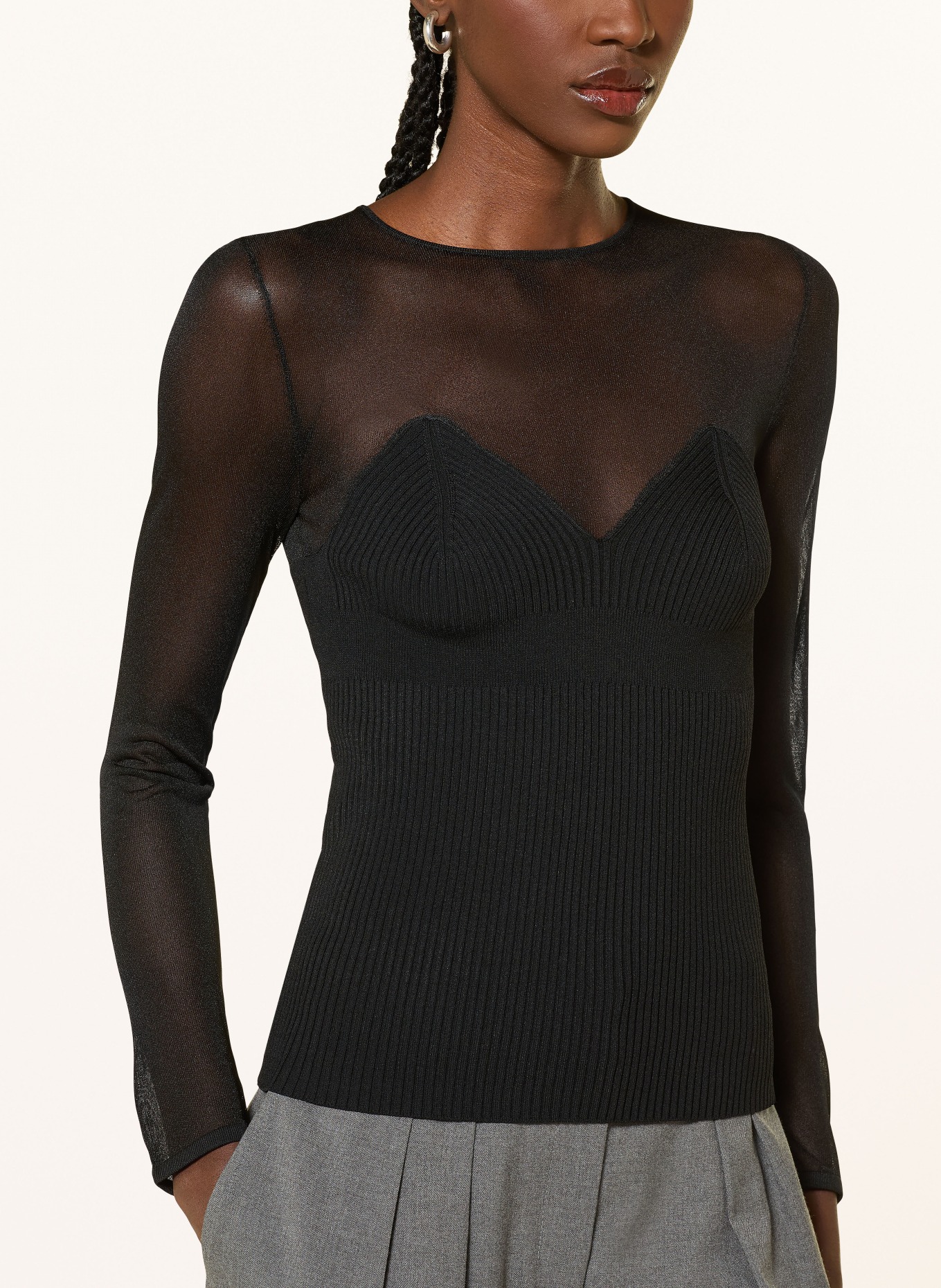 REISS Longsleeve: SCHWARZ