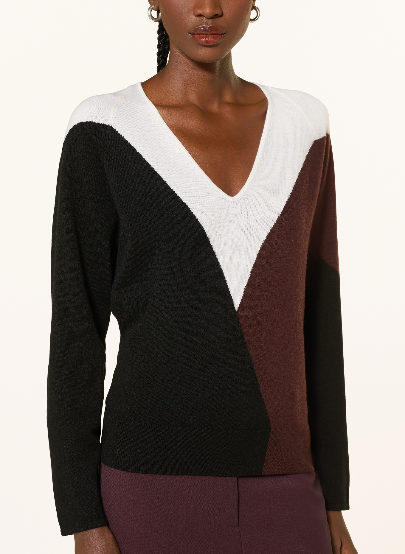REISS Pullover JUNE: SCHWARZ / DUNKELBRAUN / CREME