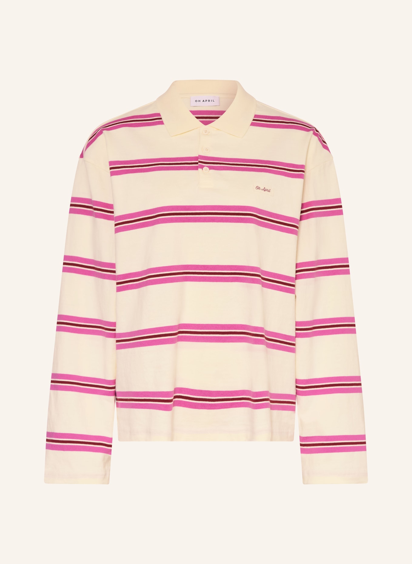 OH APRIL Rugbyshirt JOLINA: ECRU / PINK / DUNKELROT