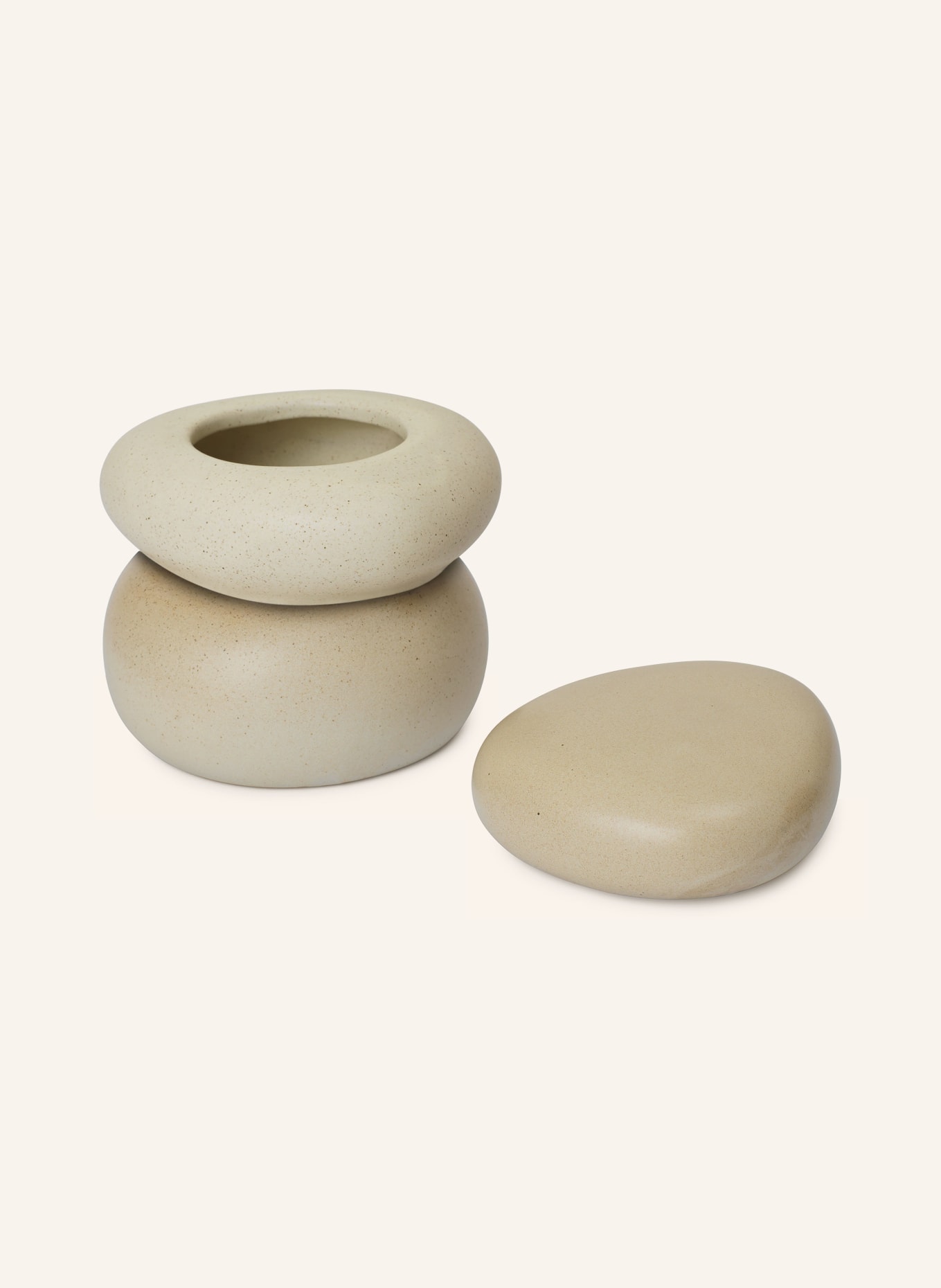 Ferm LIVING Pojemnik do przechowywania PEPPLE LARGE: BEŻOWY / JASNOBRĄZOWY