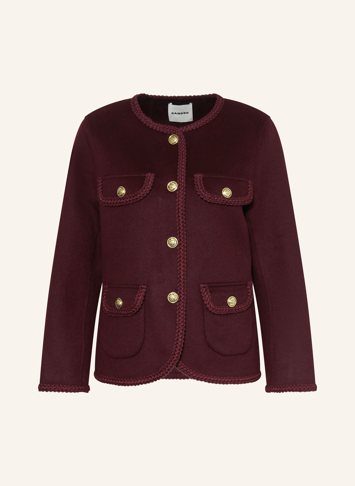 SANDRO Kastenjacke: DUNKELROT