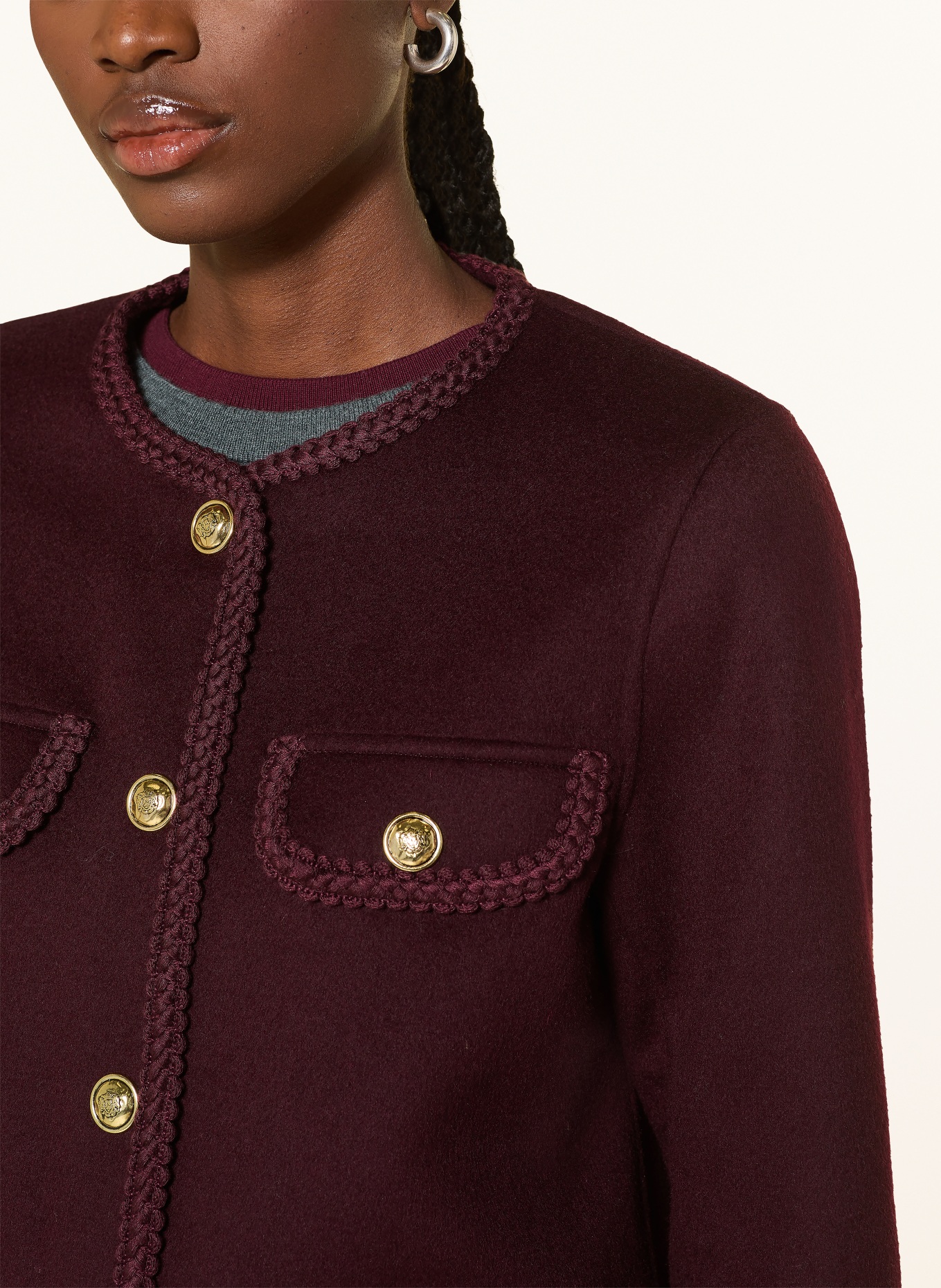 SANDRO Kastenjacke: DUNKELROT