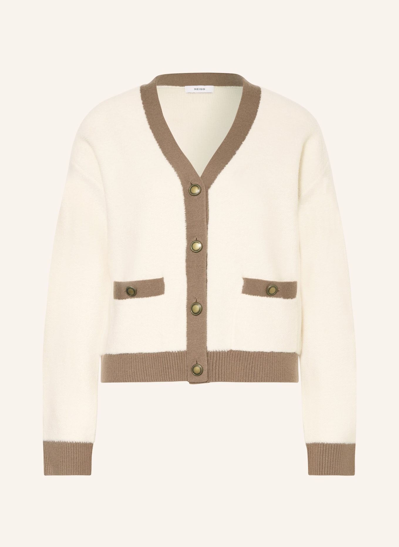 REISS Strickjacke OLLI: CREME / TAUPE