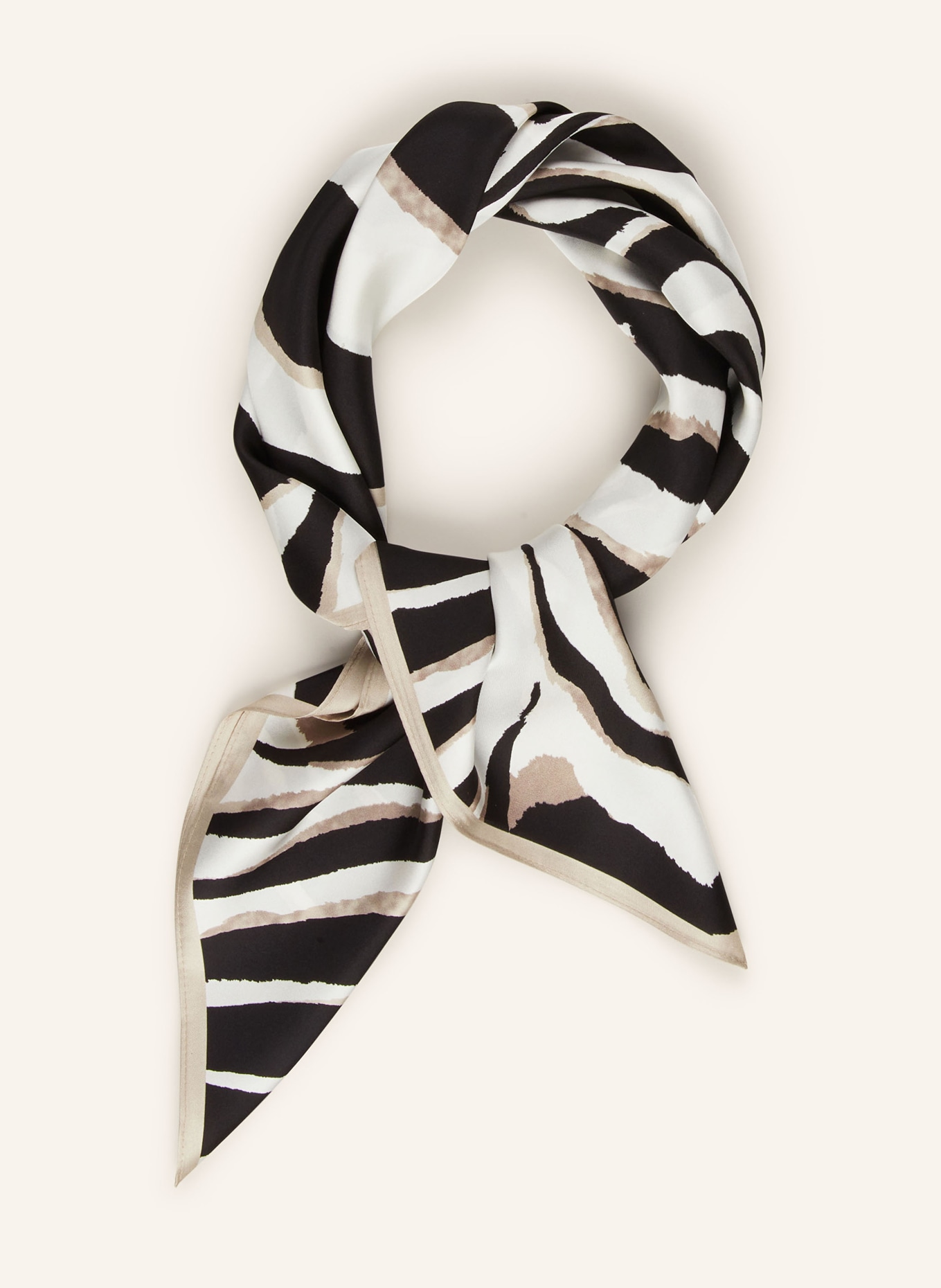 MRS & HUGS silk scarf: BLACK / BEIGE / CREAM
