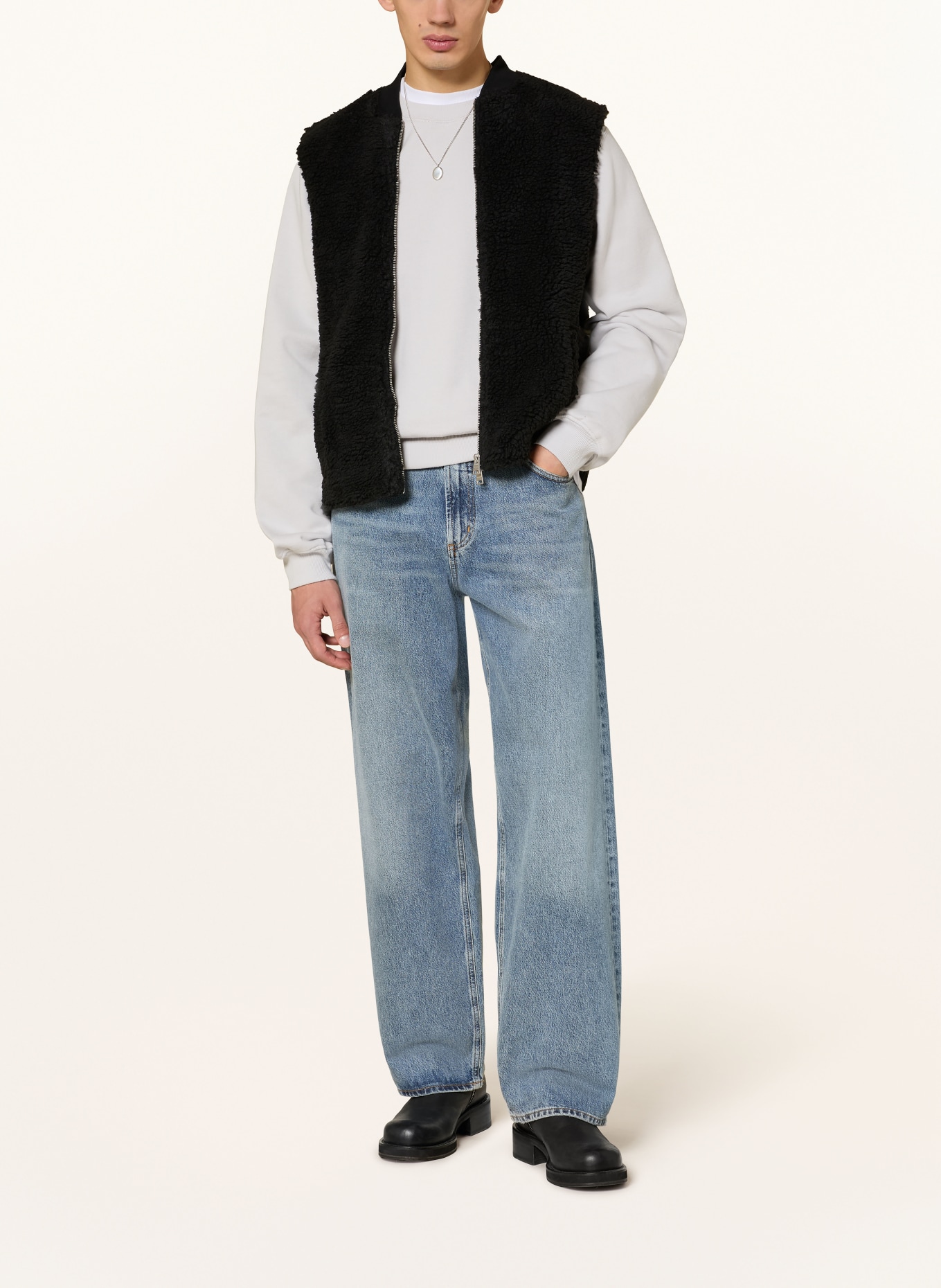 ALLSAINTS Teddyfell-Weste OTIS: SCHWARZ