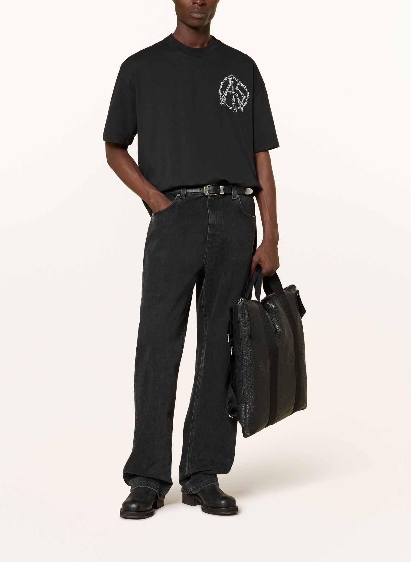 ALLSAINTS T-Shirt ANATOMICA: SCHWARZ / DUNKELBRAUN / WEISS