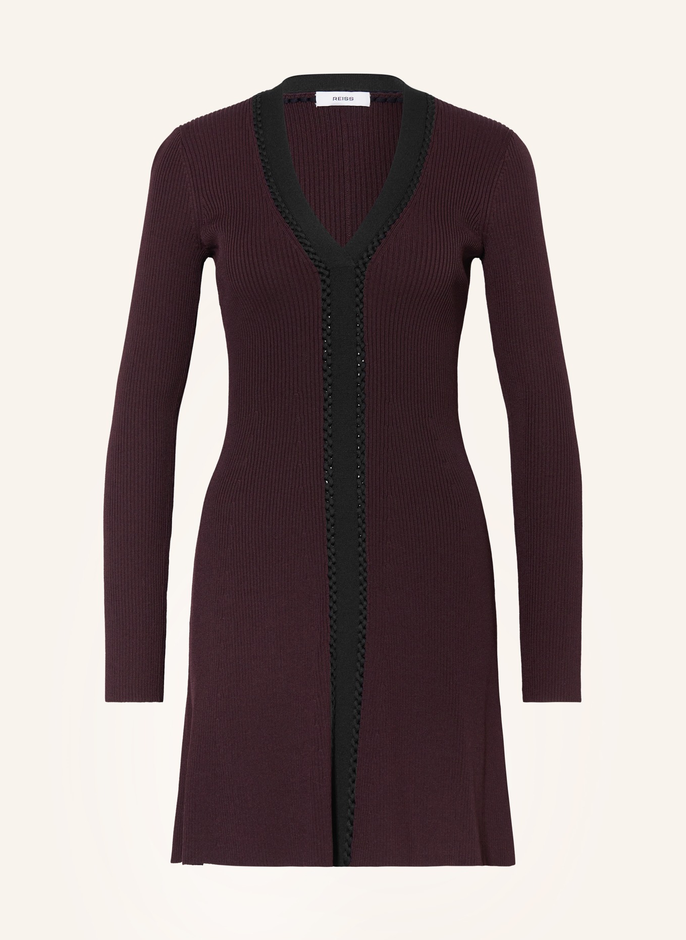REISS Strickkleid ALMA: DUNKELROT / SCHWARZ