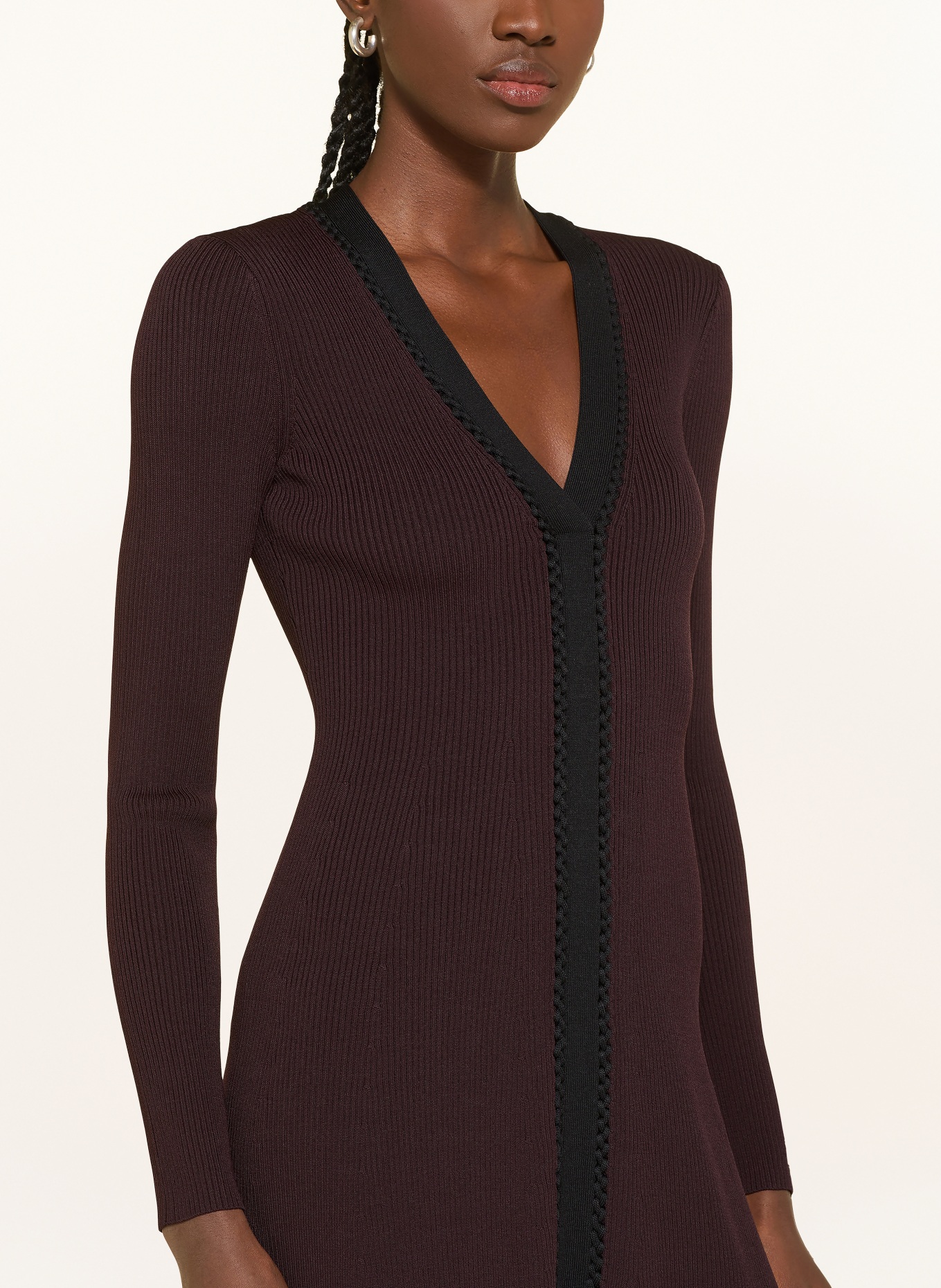 REISS Strickkleid ALMA: DUNKELROT / SCHWARZ