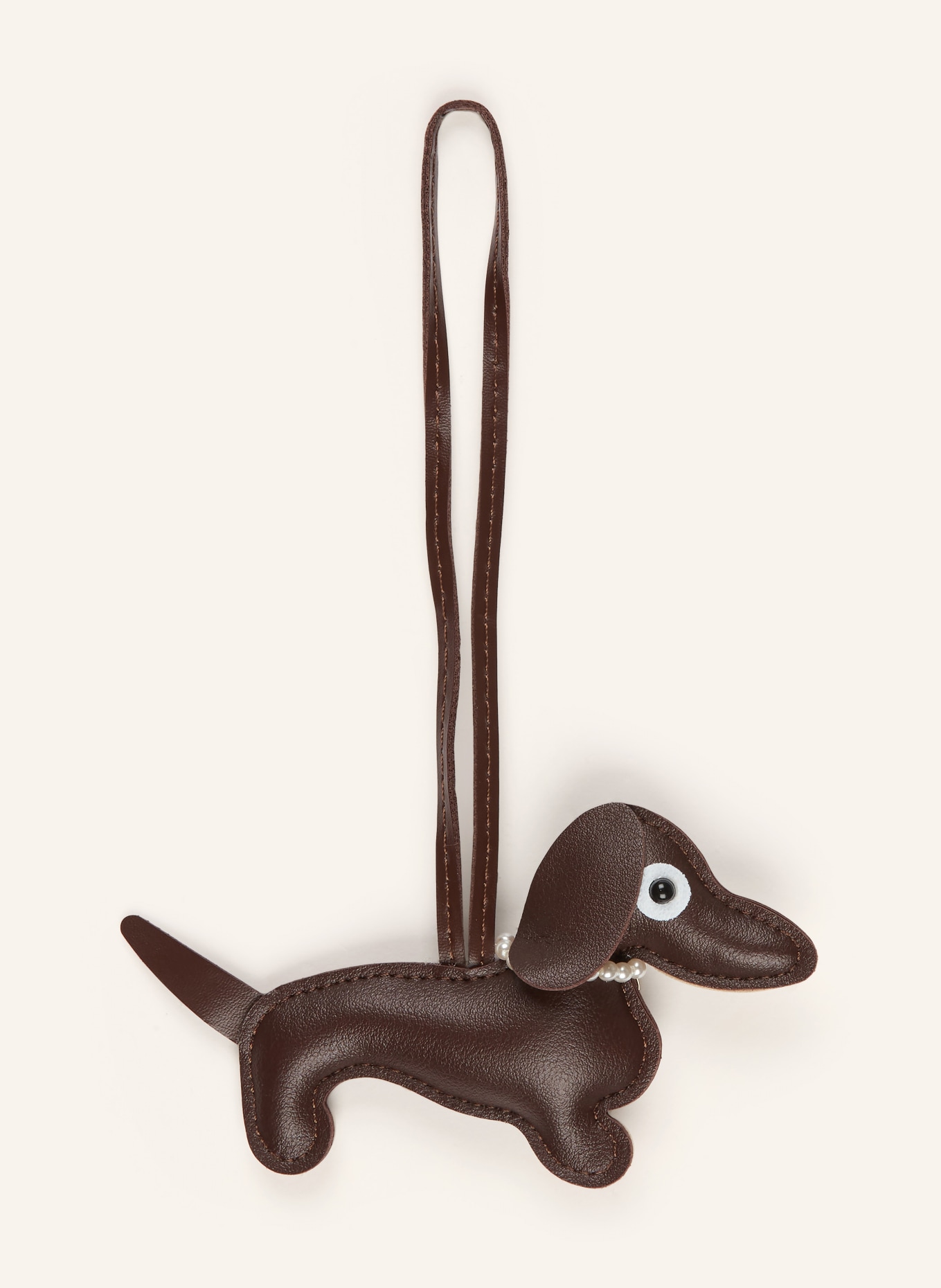 CHEEKY CHAIN MUNICH Taschenanhänger CHARLY: DUNKELBRAUN / COGNAC / WEISS