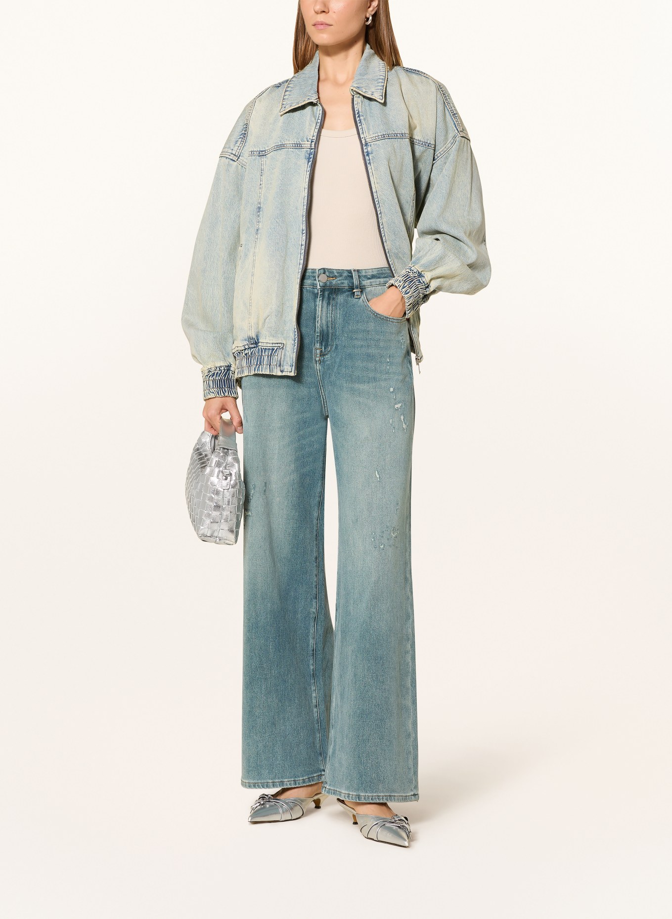 ELIAS RUMELIS Wide Leg Jeans KALEA: 1161 Olives embroidered long dress