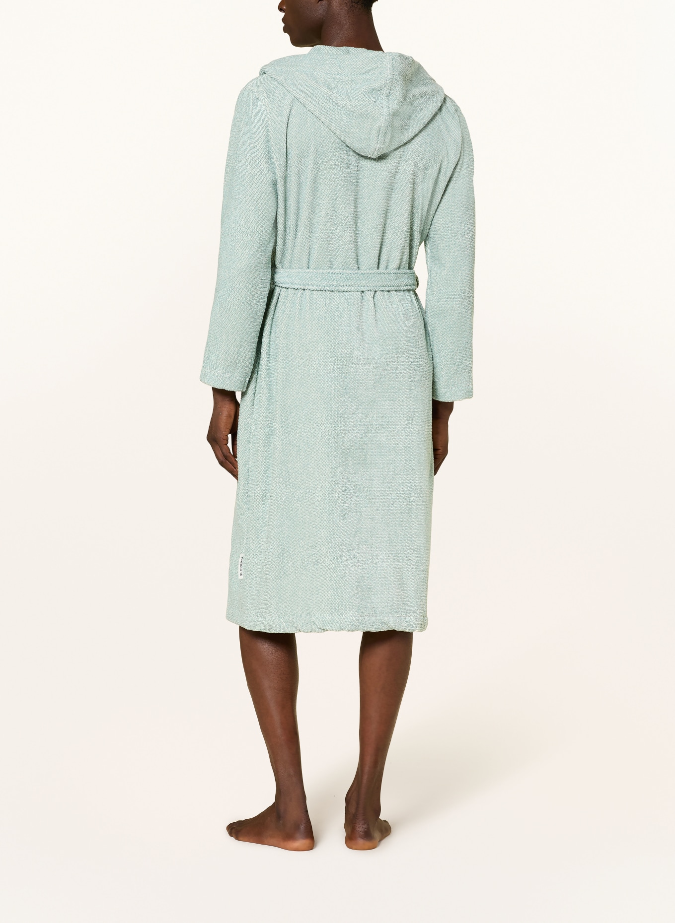 Marc O'Polo Unisex-Bademantel mit Kapuze: HELLGRÜN / WEISS