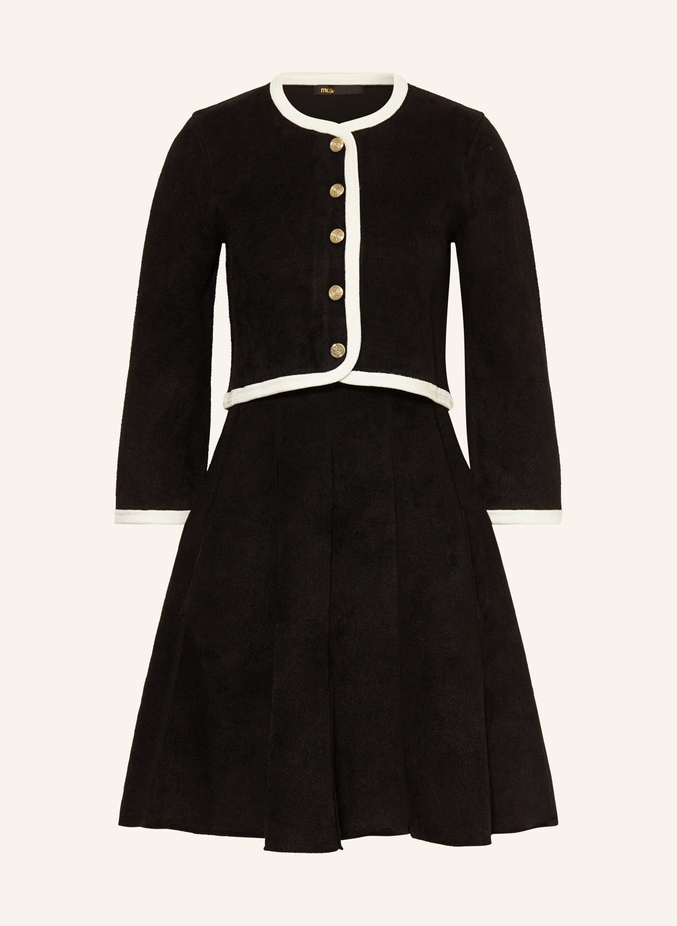 maje Set: Strickjacke und Strickkleid: SCHWARZ