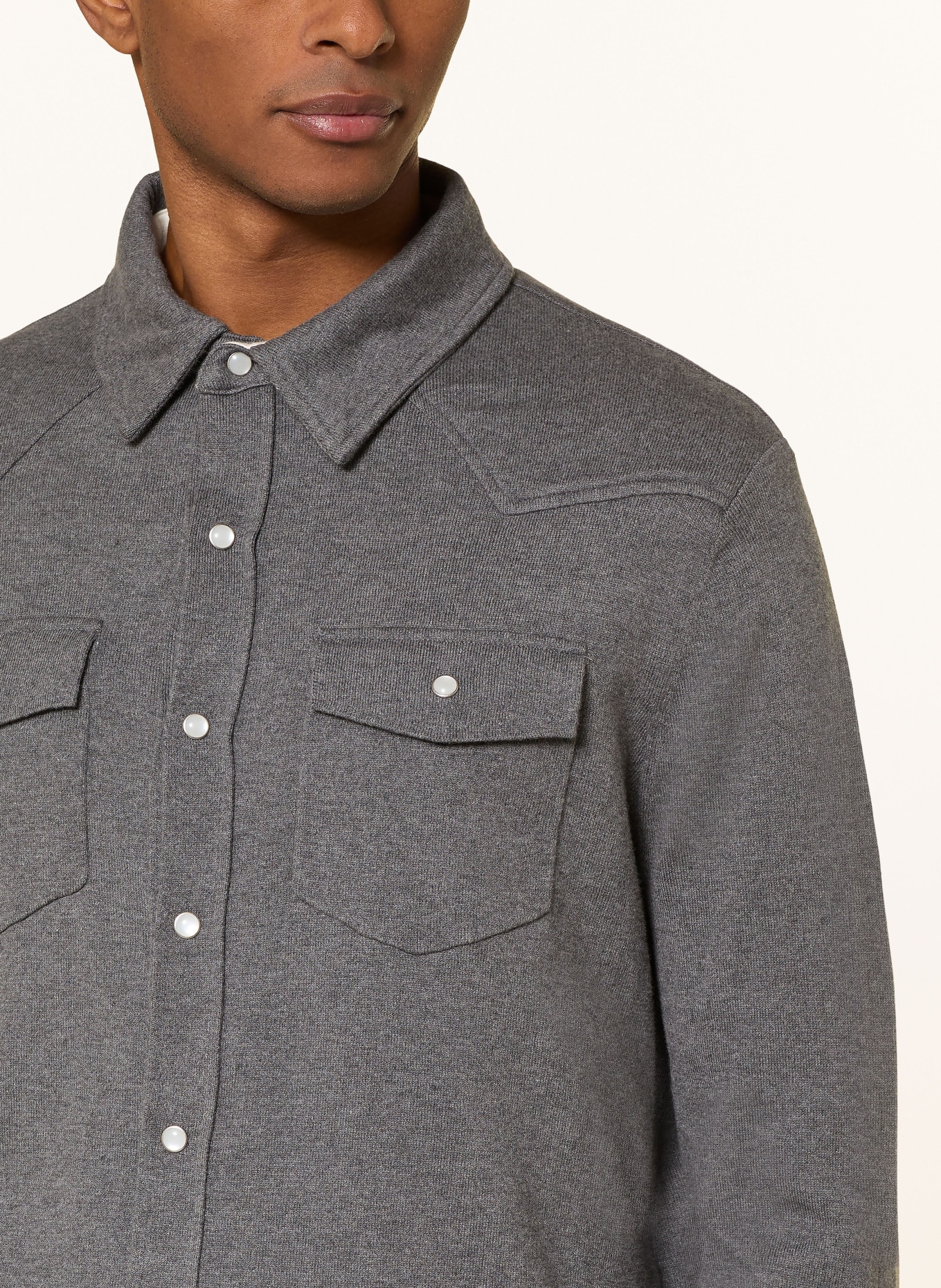 REISS Strickhemd LEDGER Comfort Fit: GRAU