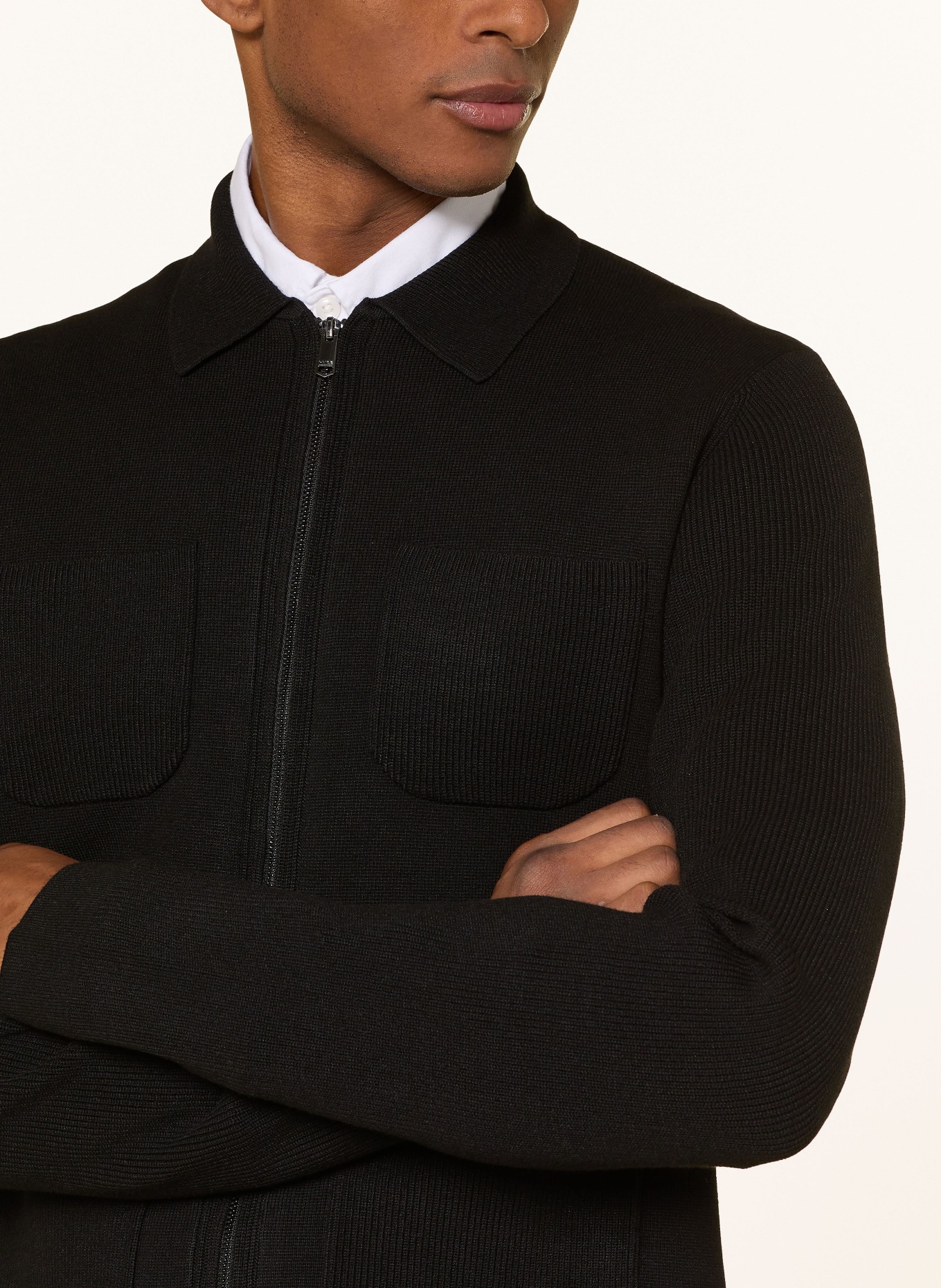 REISS Strickjacke ROBERTO: SCHWARZ