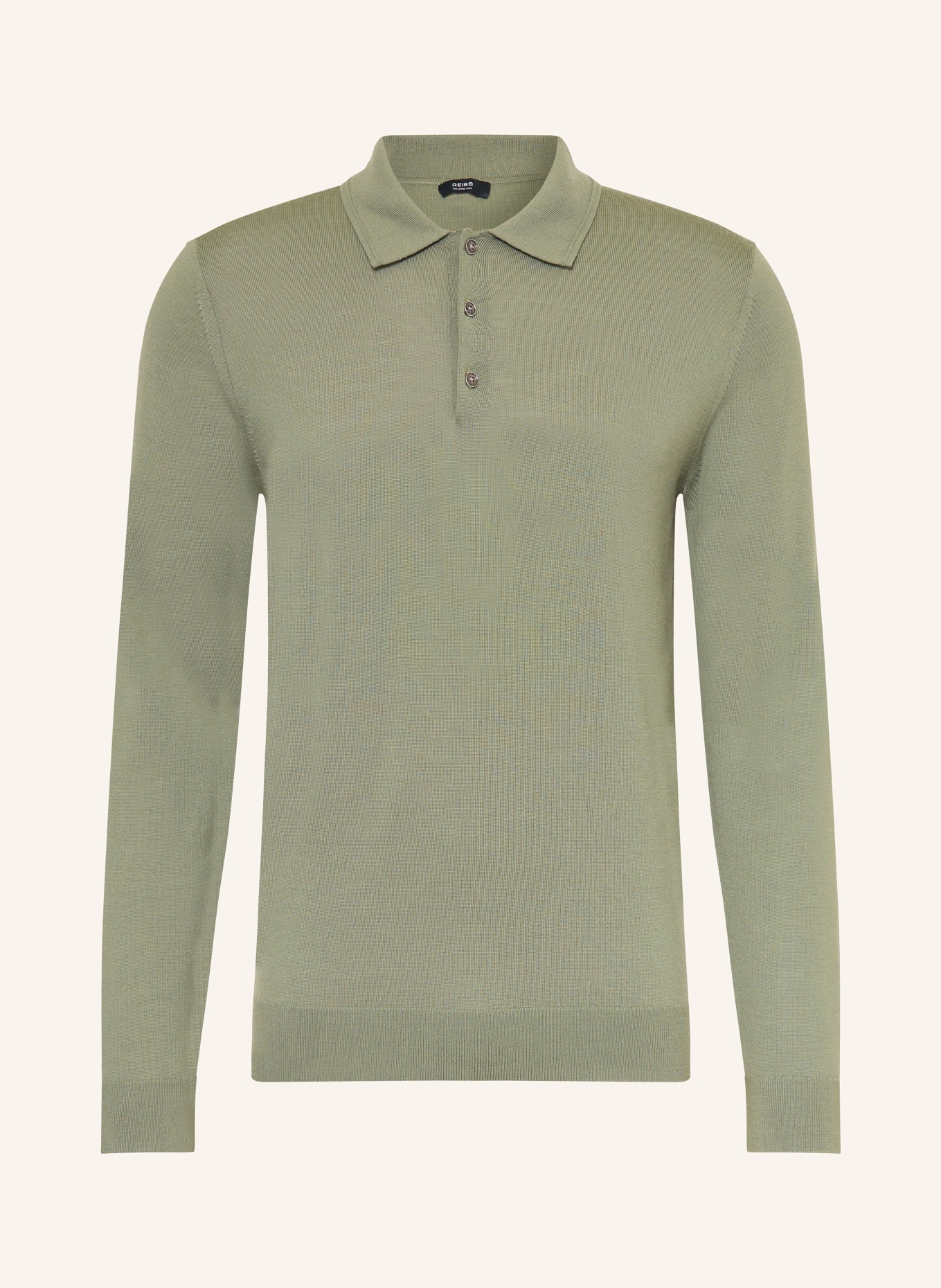 REISS Strick-Poloshirt TRAFFORD aus Merinowolle: HELLGRÜN
