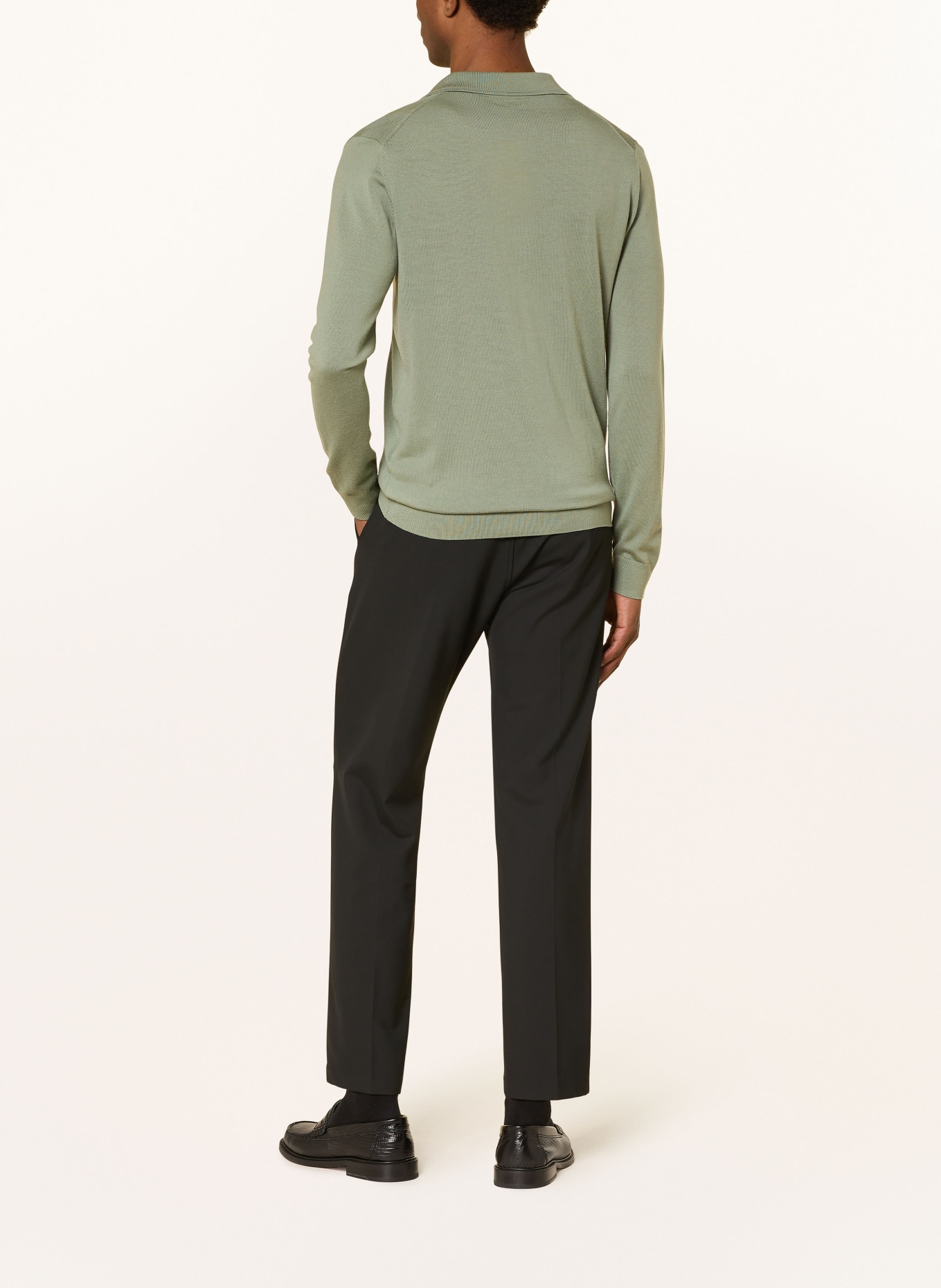 REISS Strick-Poloshirt TRAFFORD aus Merinowolle: HELLGRÜN