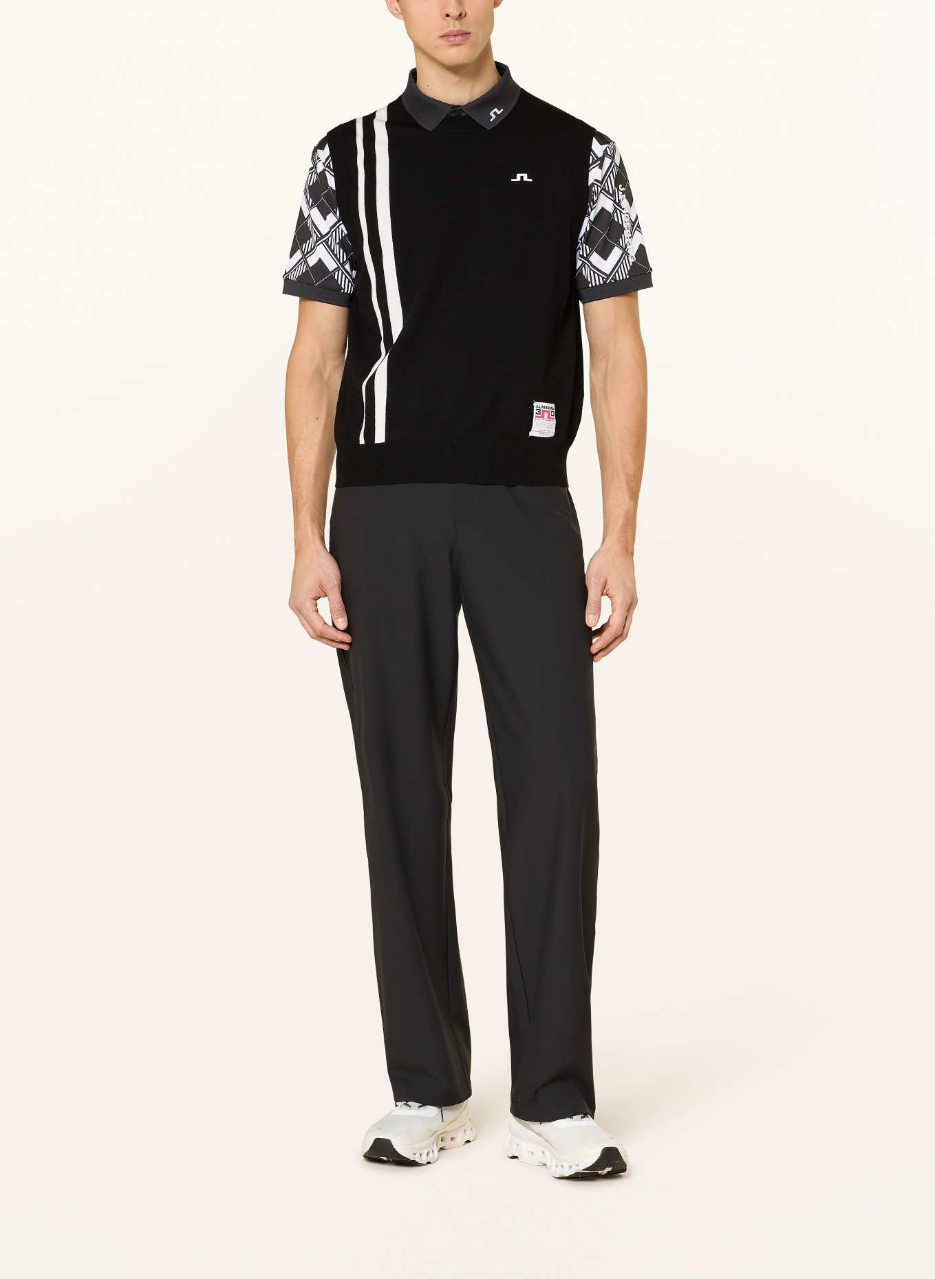 J.LINDEBERG pull sans manches: NOIR / BLANC