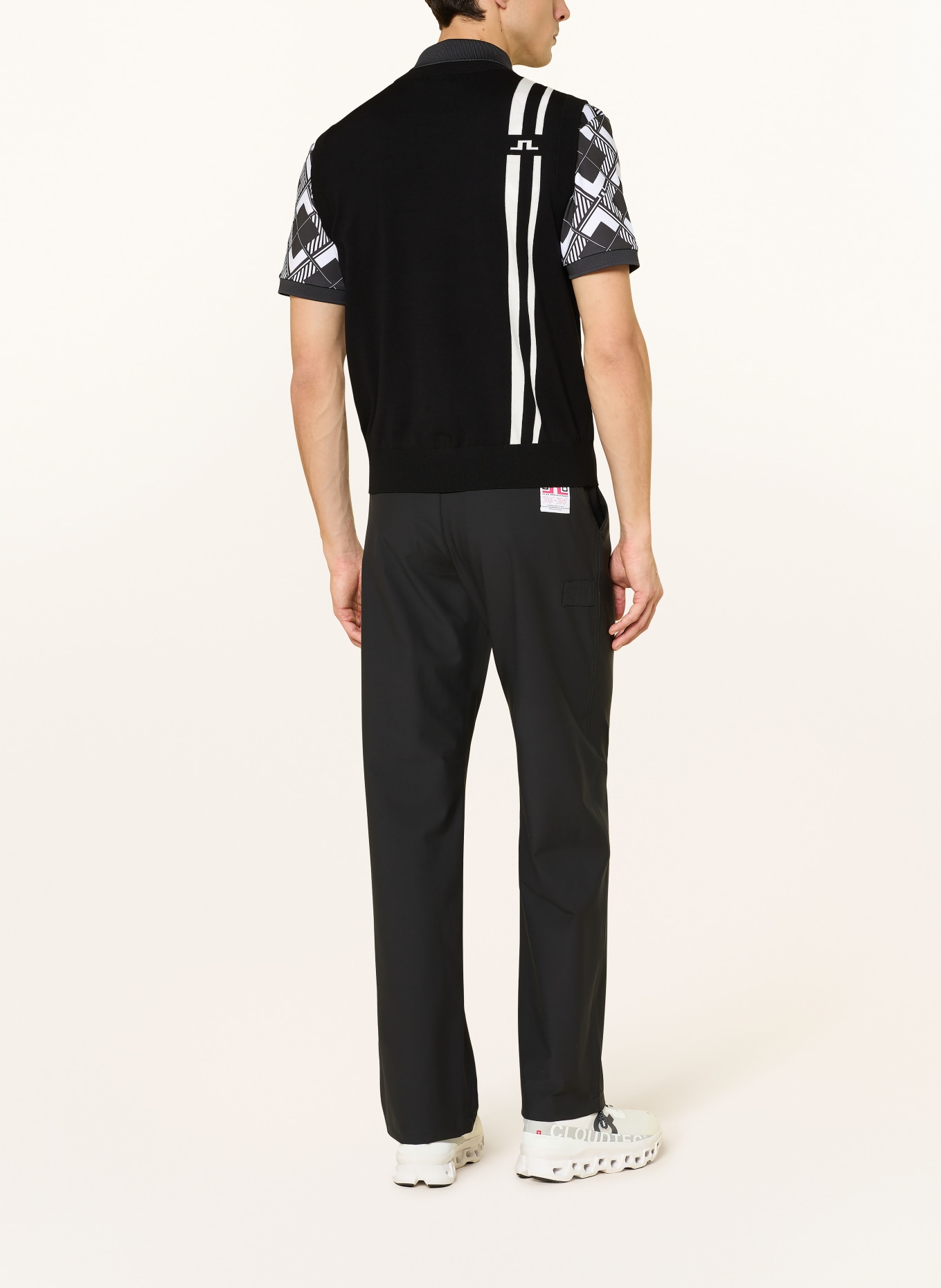 J.LINDEBERG pull sans manches: NOIR / BLANC
