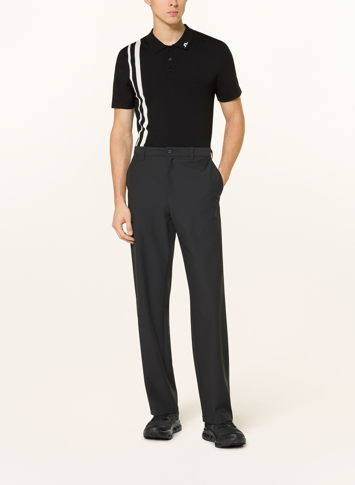 J.LINDEBERG Polo en maille: NOIR / BLANC