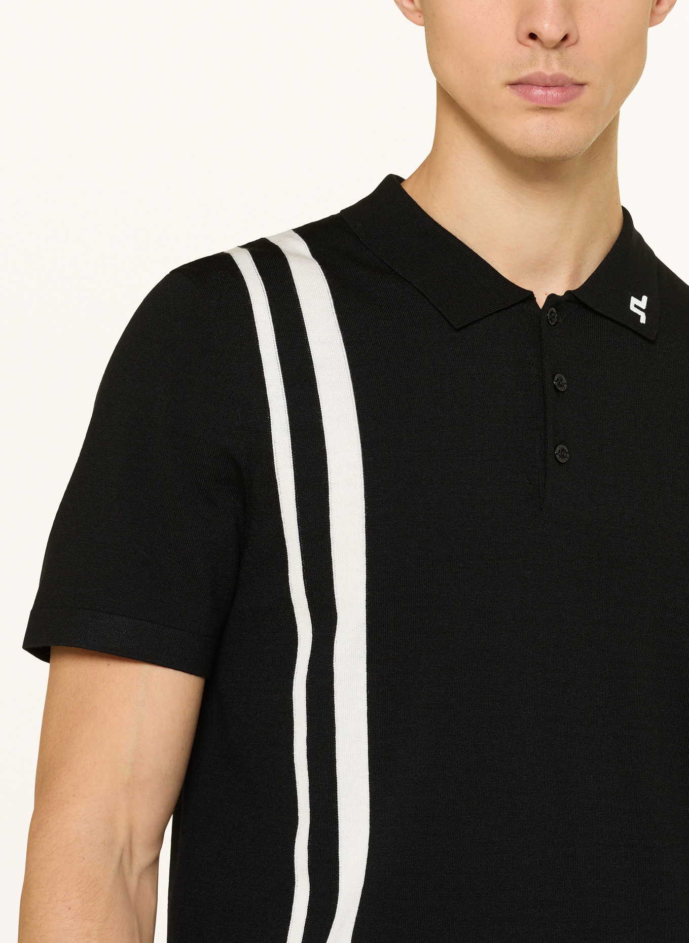 J.LINDEBERG Polo en maille: NOIR / BLANC