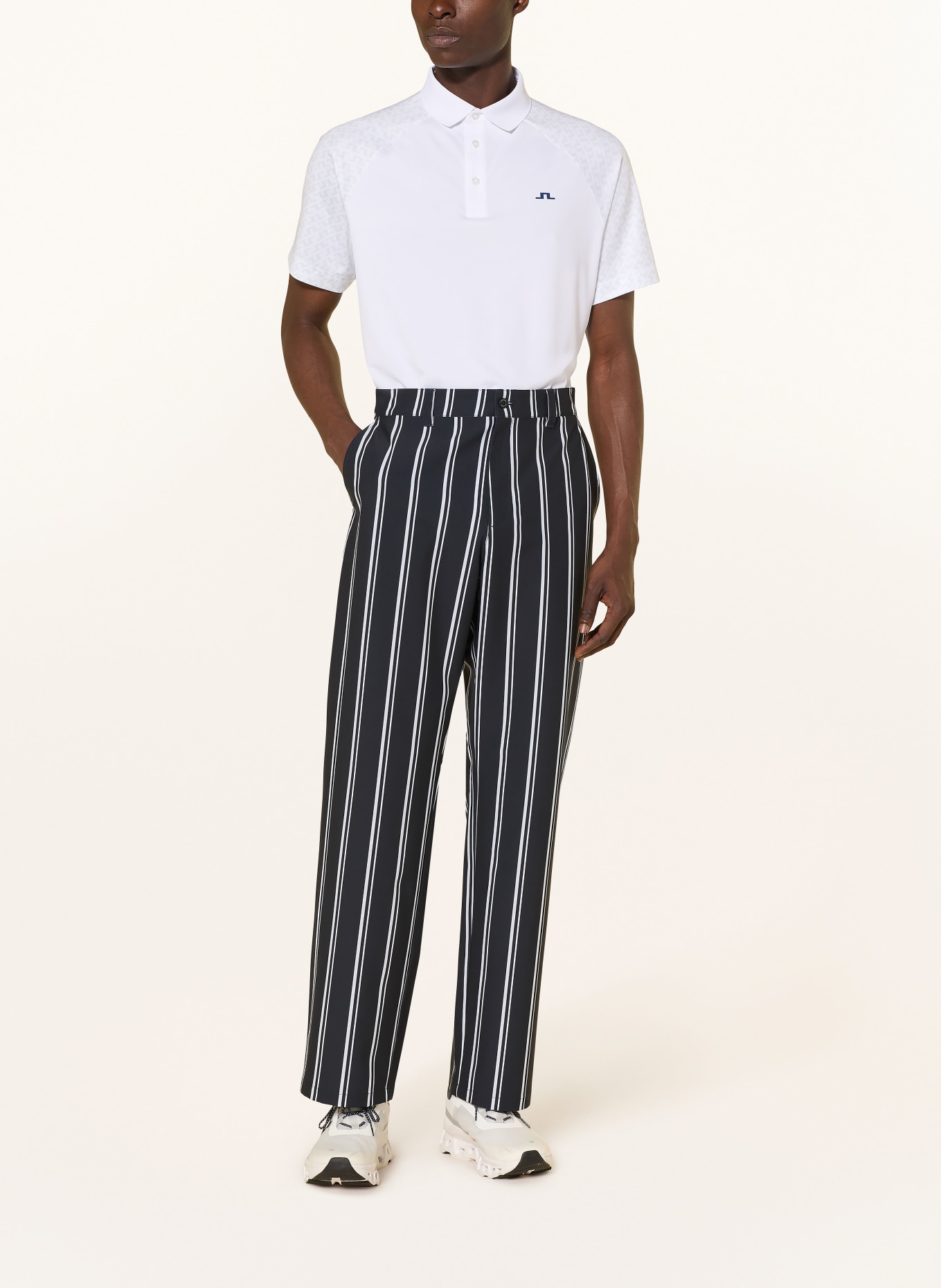 J.LINDEBERG pantalon de golf: NOIR / BLANC