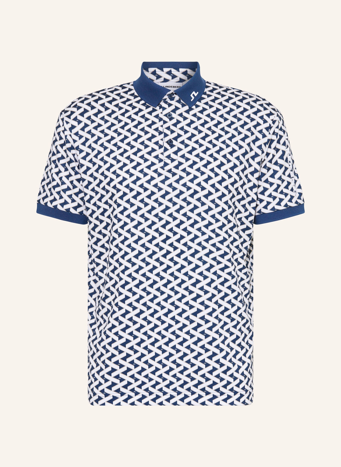 J.LINDEBERG Funktions-Poloshirt: WEISS / BLAU