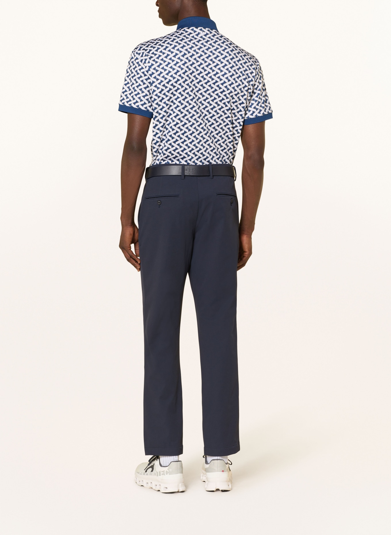 J.LINDEBERG Funktions-Poloshirt: WEISS / BLAU