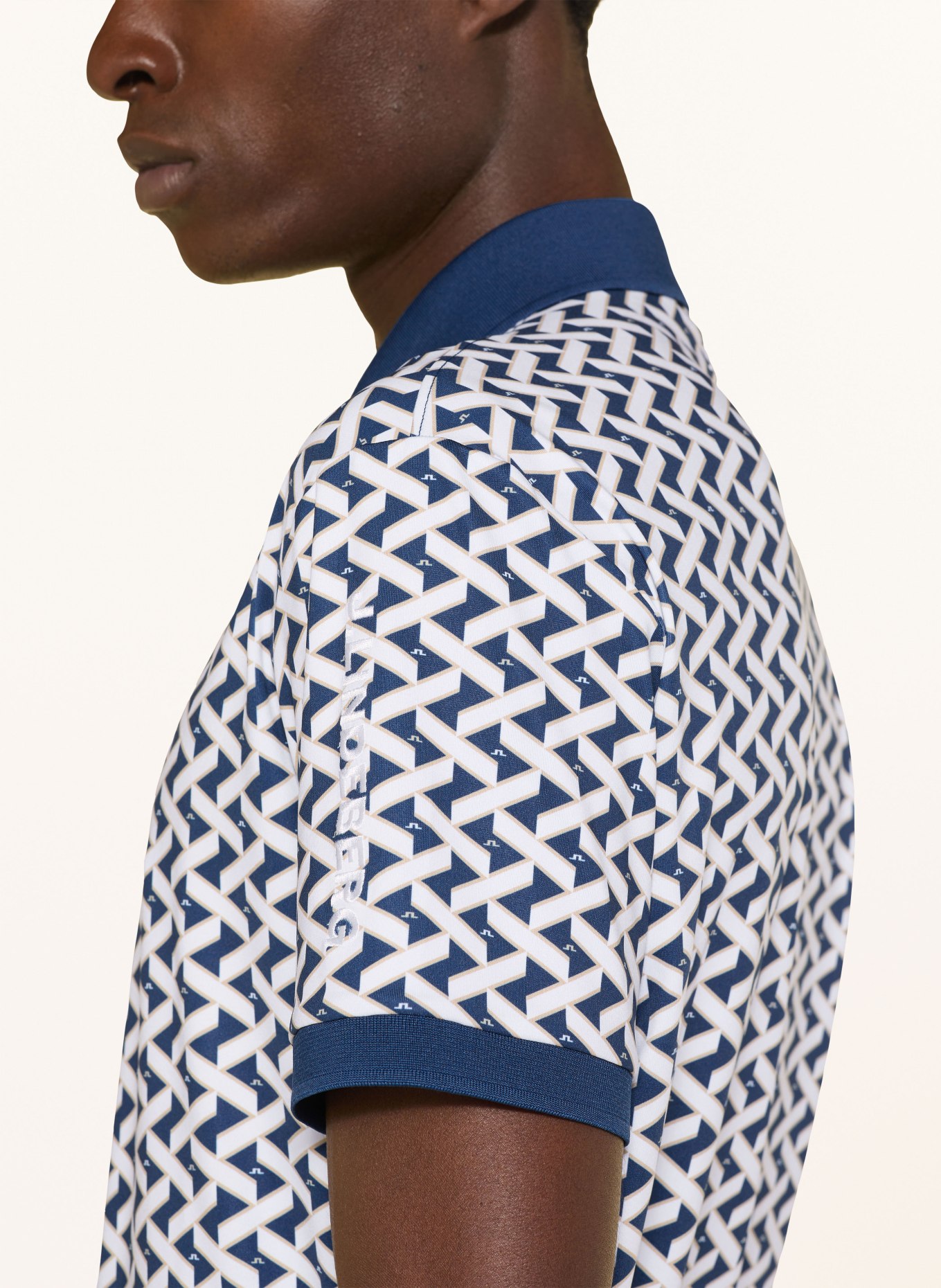 J.LINDEBERG Funktions-Poloshirt: WEISS / BLAU