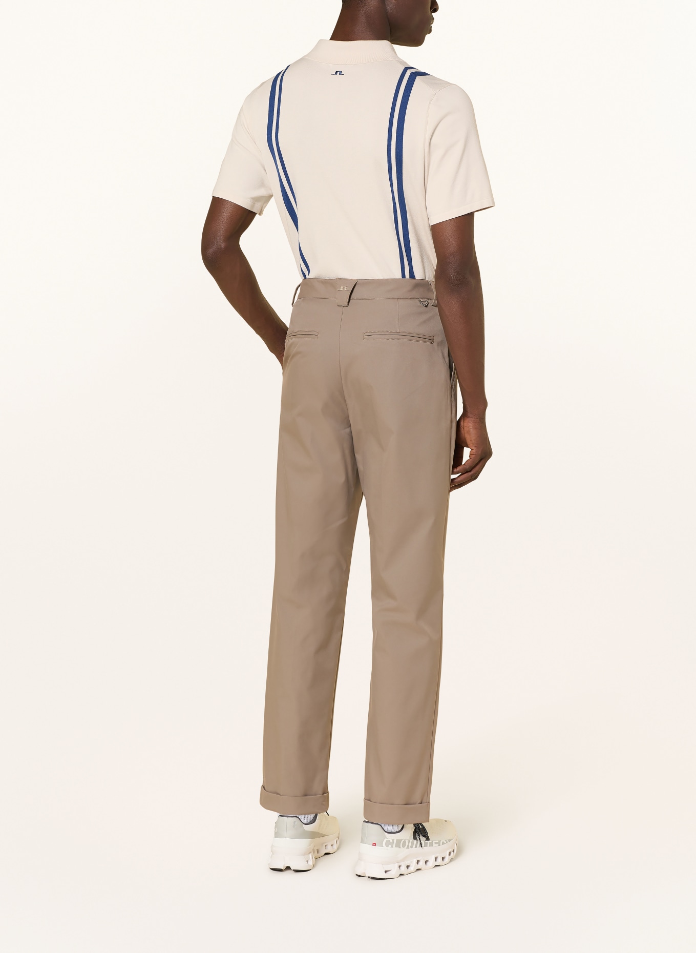 J.LINDEBERG Strick-Poloshirt: BEIGE / DUNKELBLAU