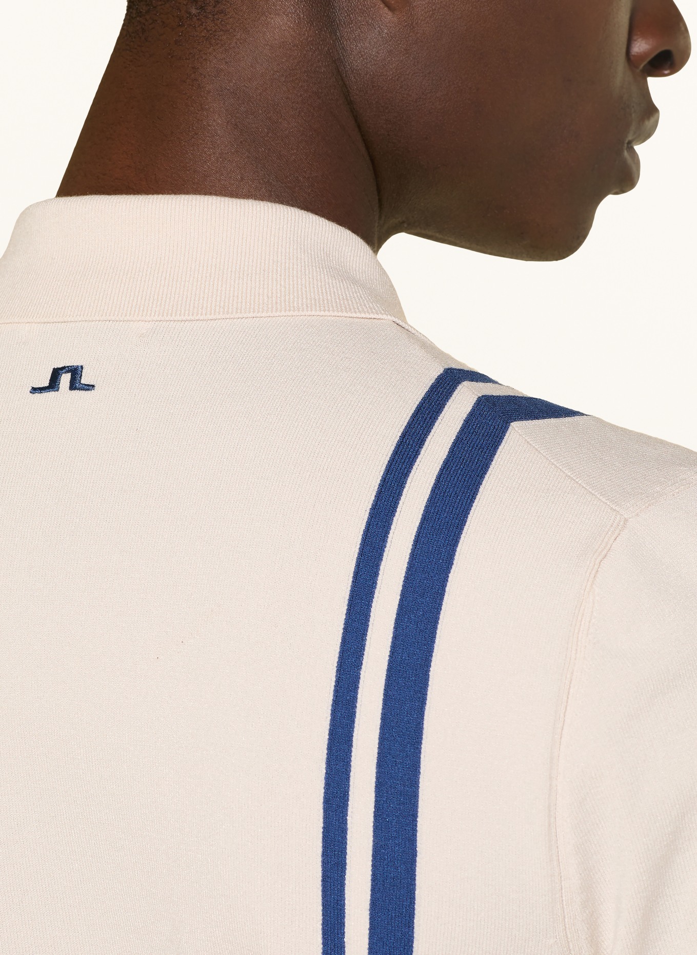 J.LINDEBERG Strick-Poloshirt: BEIGE / DUNKELBLAU
