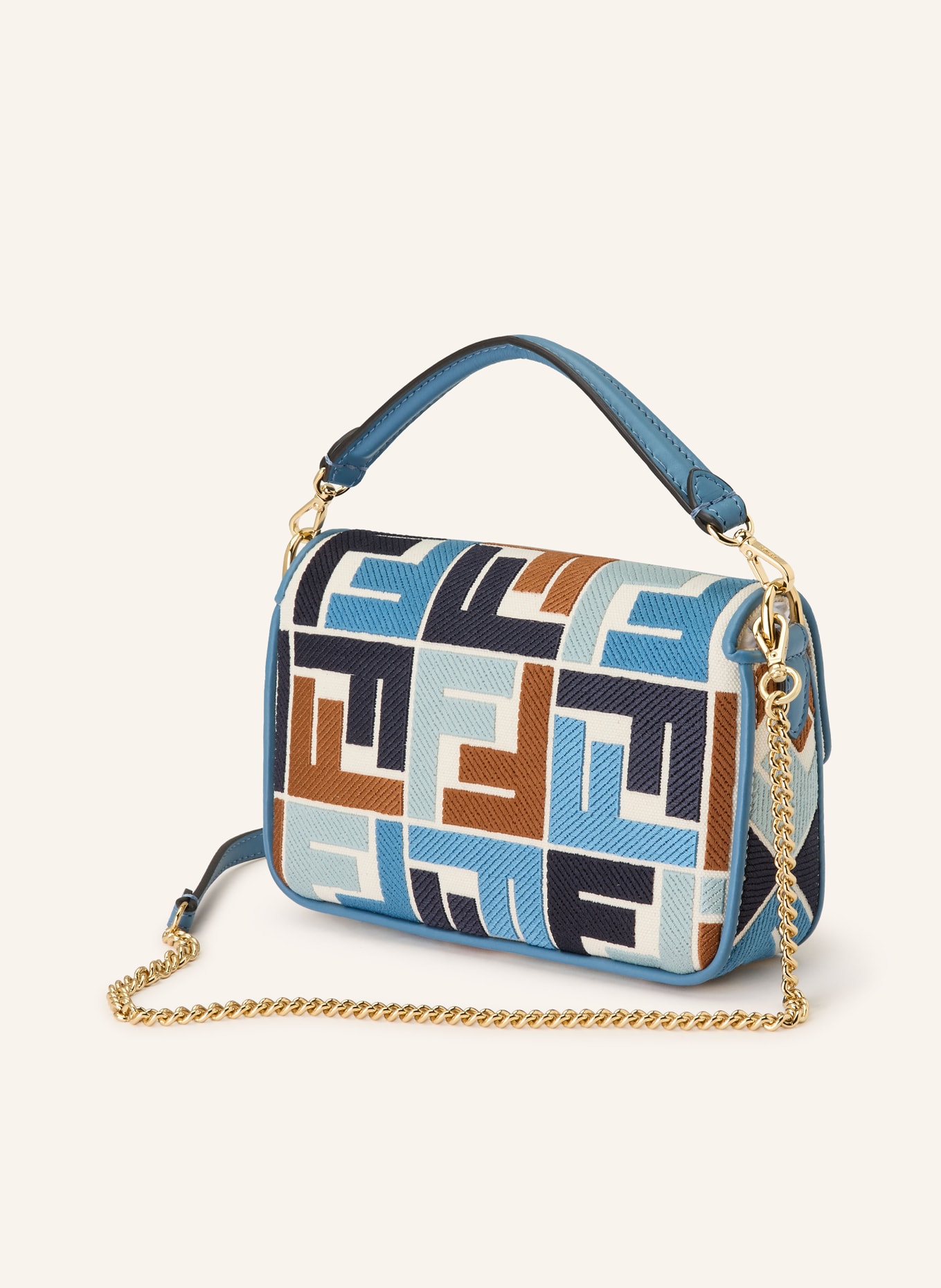 FENDI BAGUETTE shoulder bag: WHITE / BROWN / BLUE
