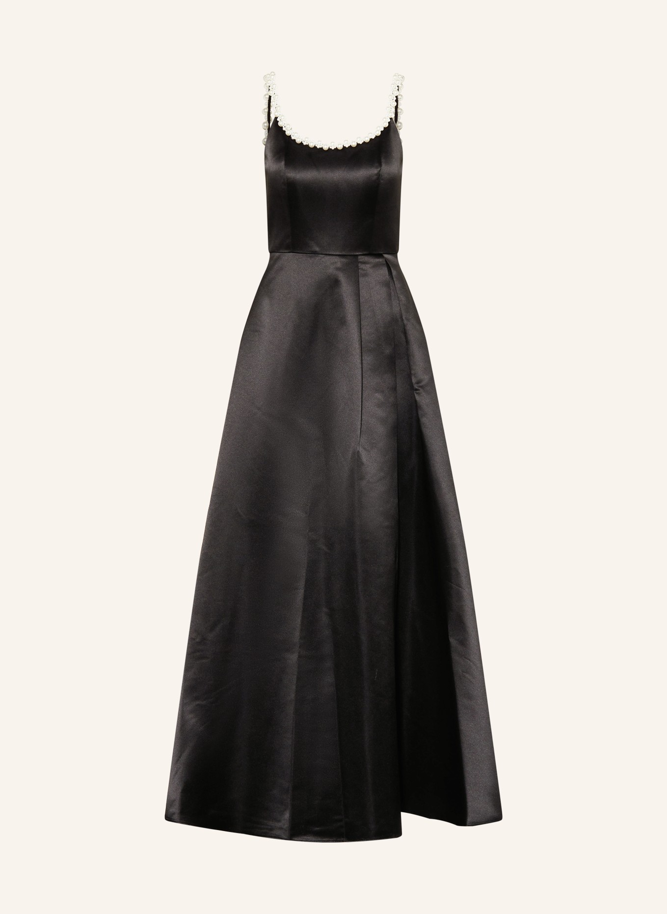 APART Abendkleid aus Satin mit Schmuckperlen: SCHWARZ