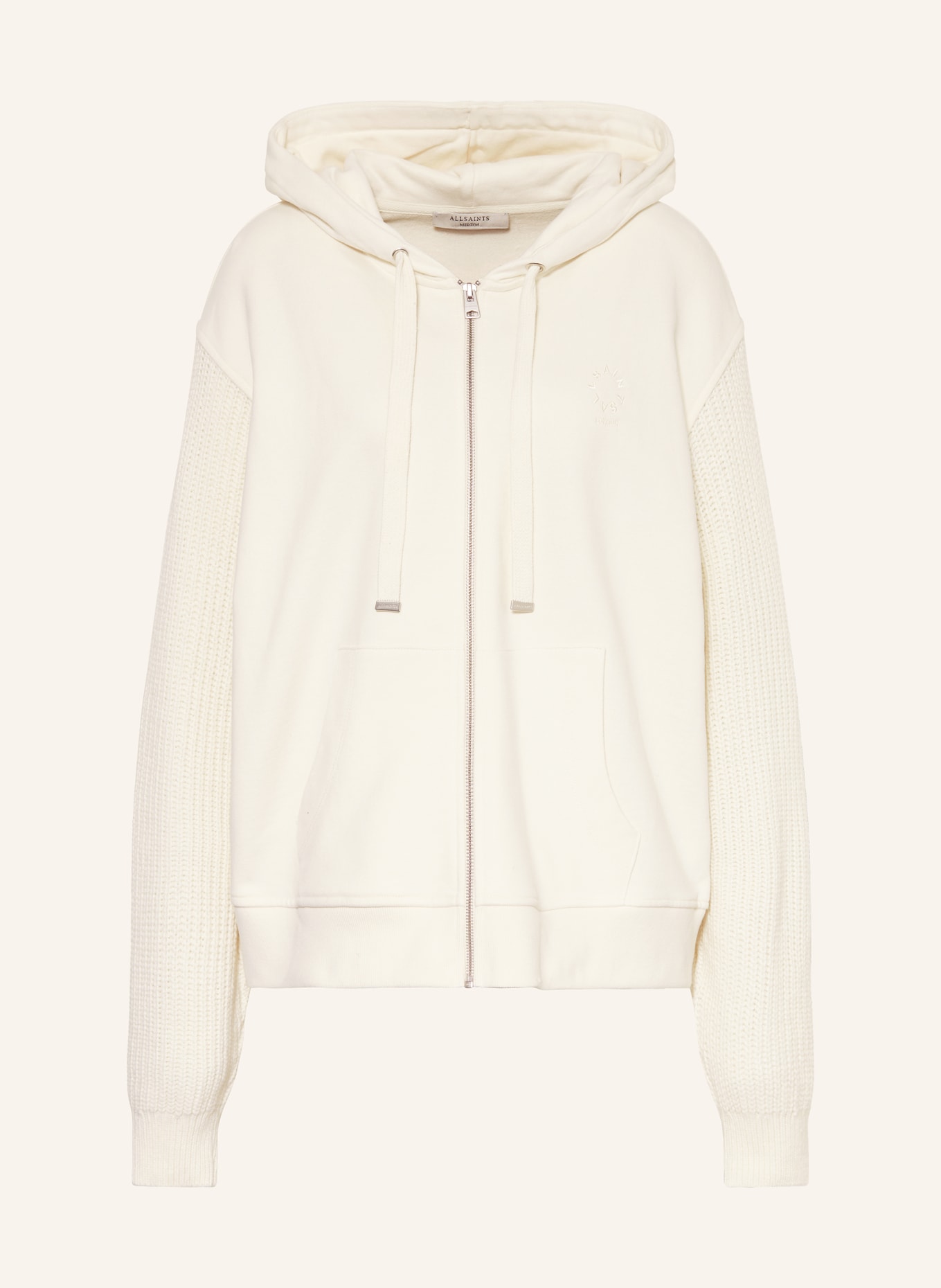 ALLSAINTS Sweatjacke AMPHIE im Materialmix: ECRU