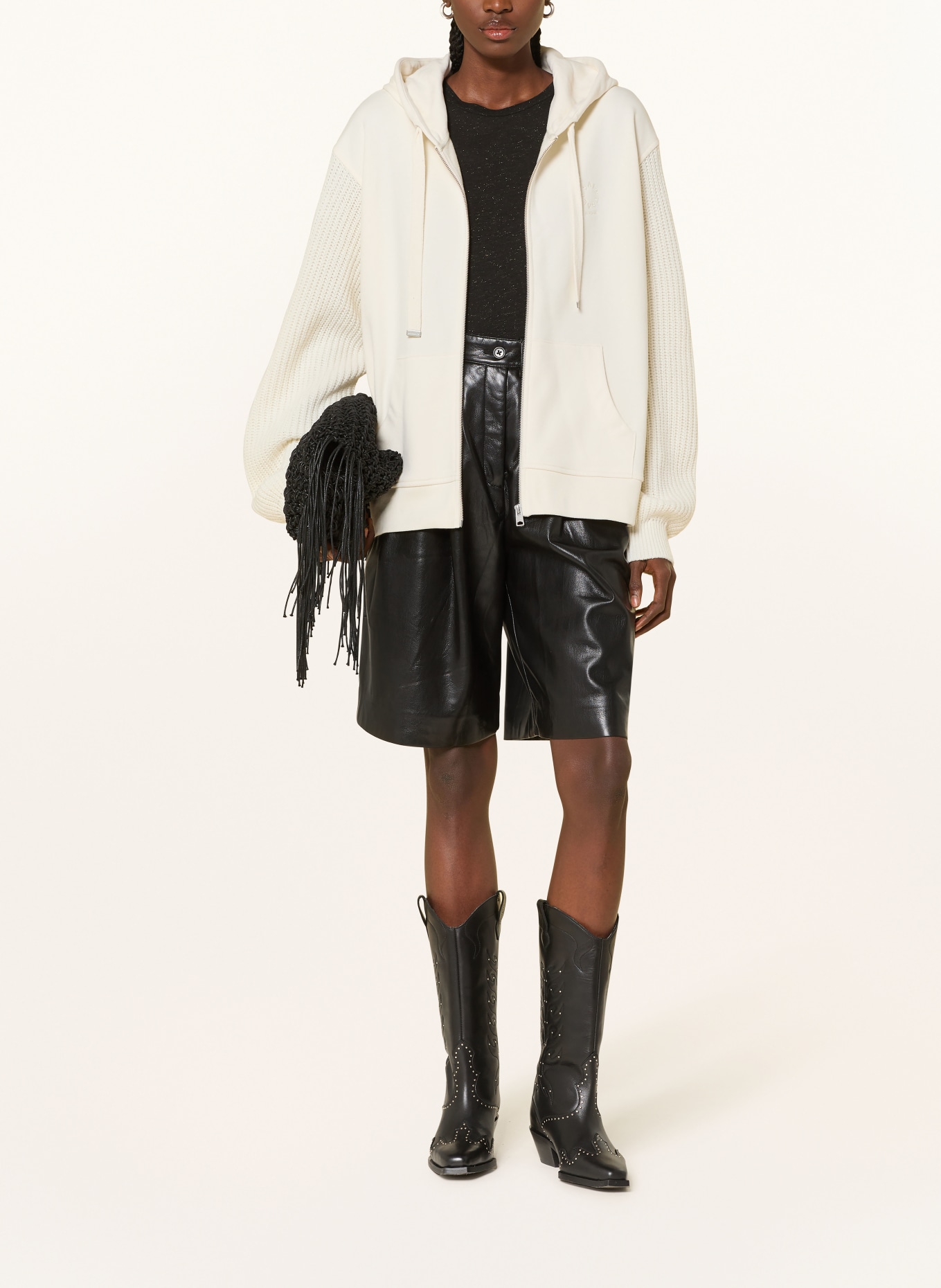 ALLSAINTS Sweatjacke AMPHIE im Materialmix: ECRU