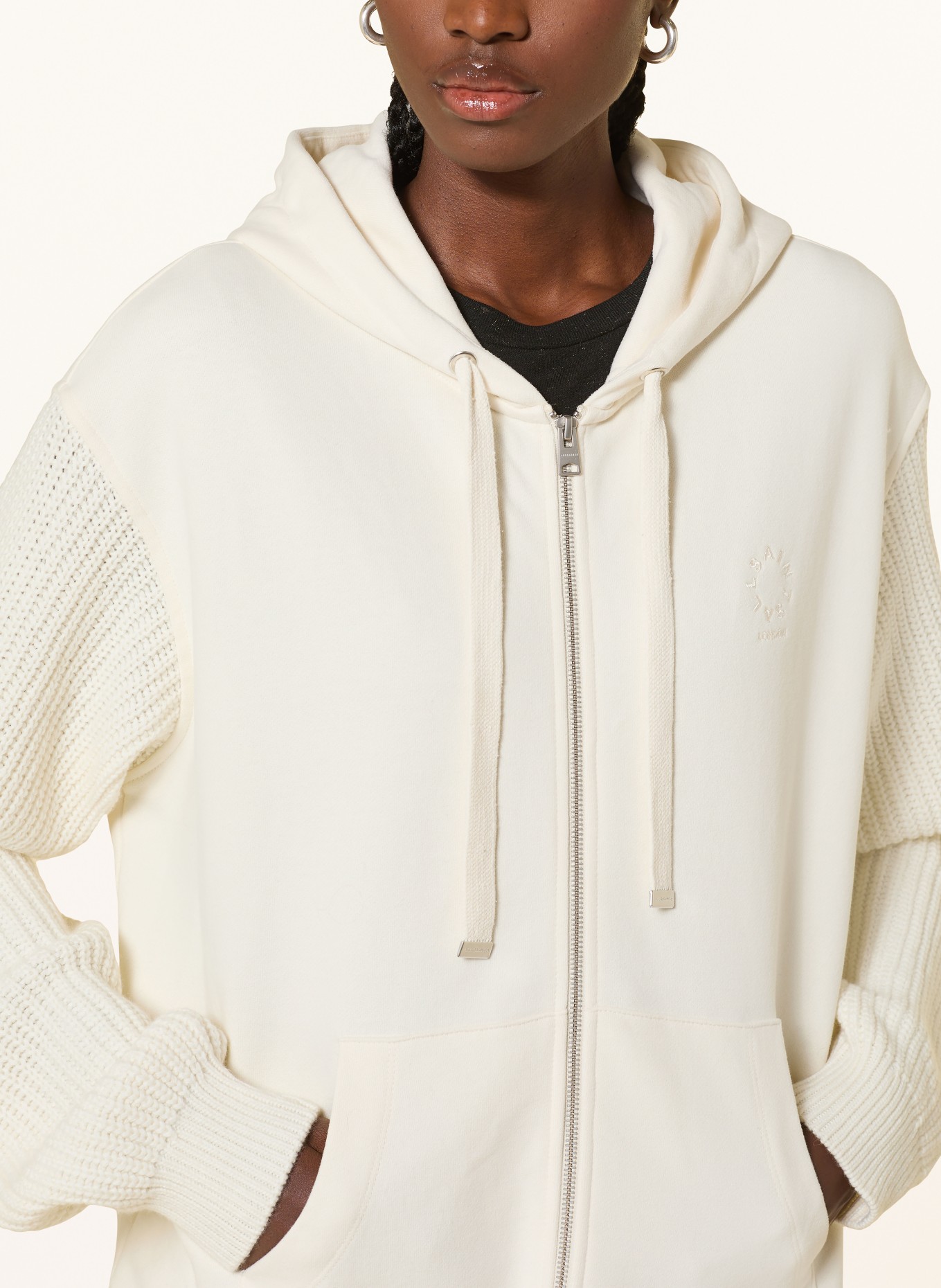 ALLSAINTS Sweatjacke AMPHIE im Materialmix: ECRU