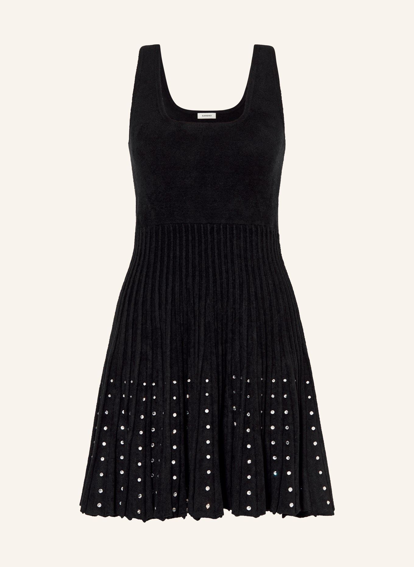 SANDRO Kleid mit Schmucksteinen: SCHWARZ