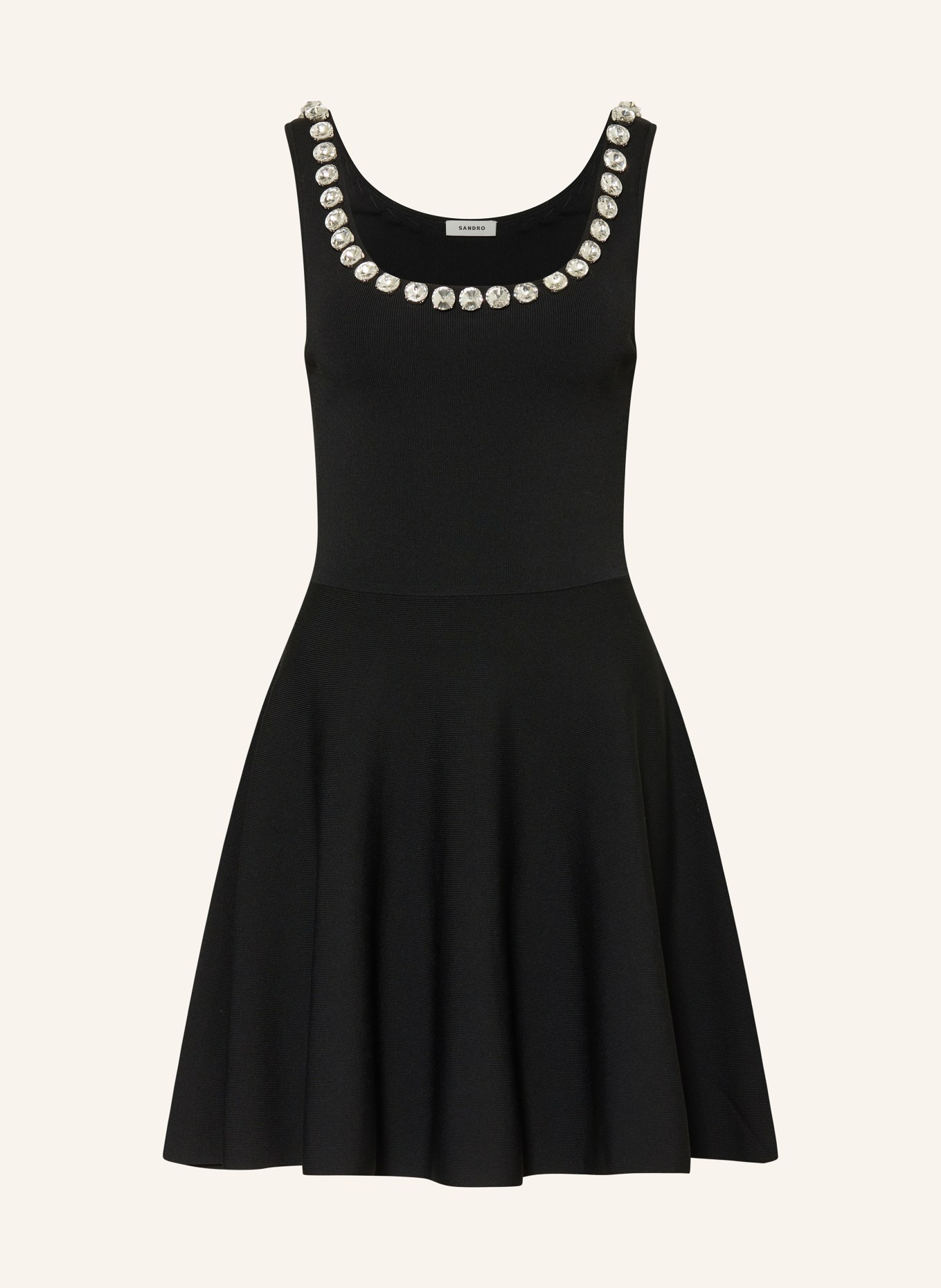 SANDRO Kleid mit Schmucksteinen: SCHWARZ