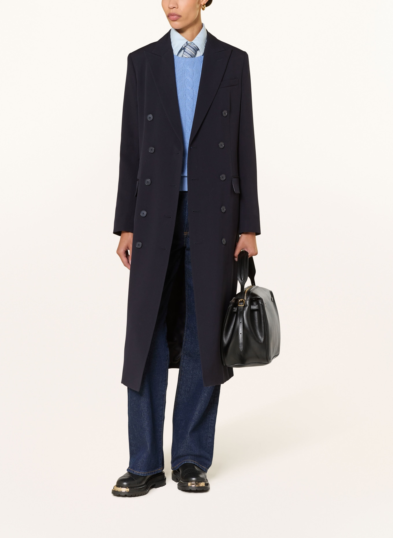 POLO RALPH LAUREN vlněný kabát: TMAVĚ MODRÁ