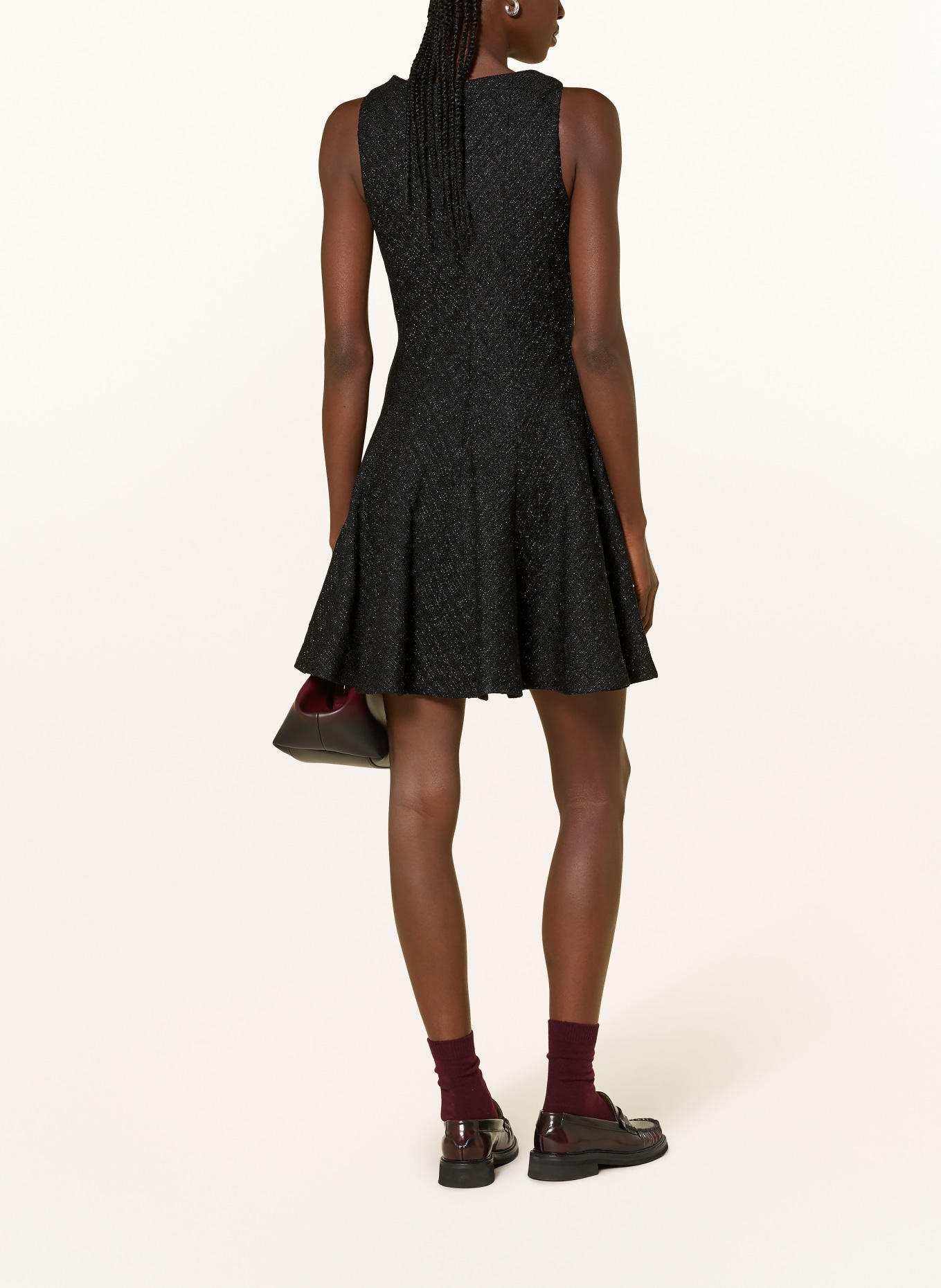 MRS & HUGS Cocktailkleid aus Tweed mit Glitzergarn: SCHWARZ / SILBER