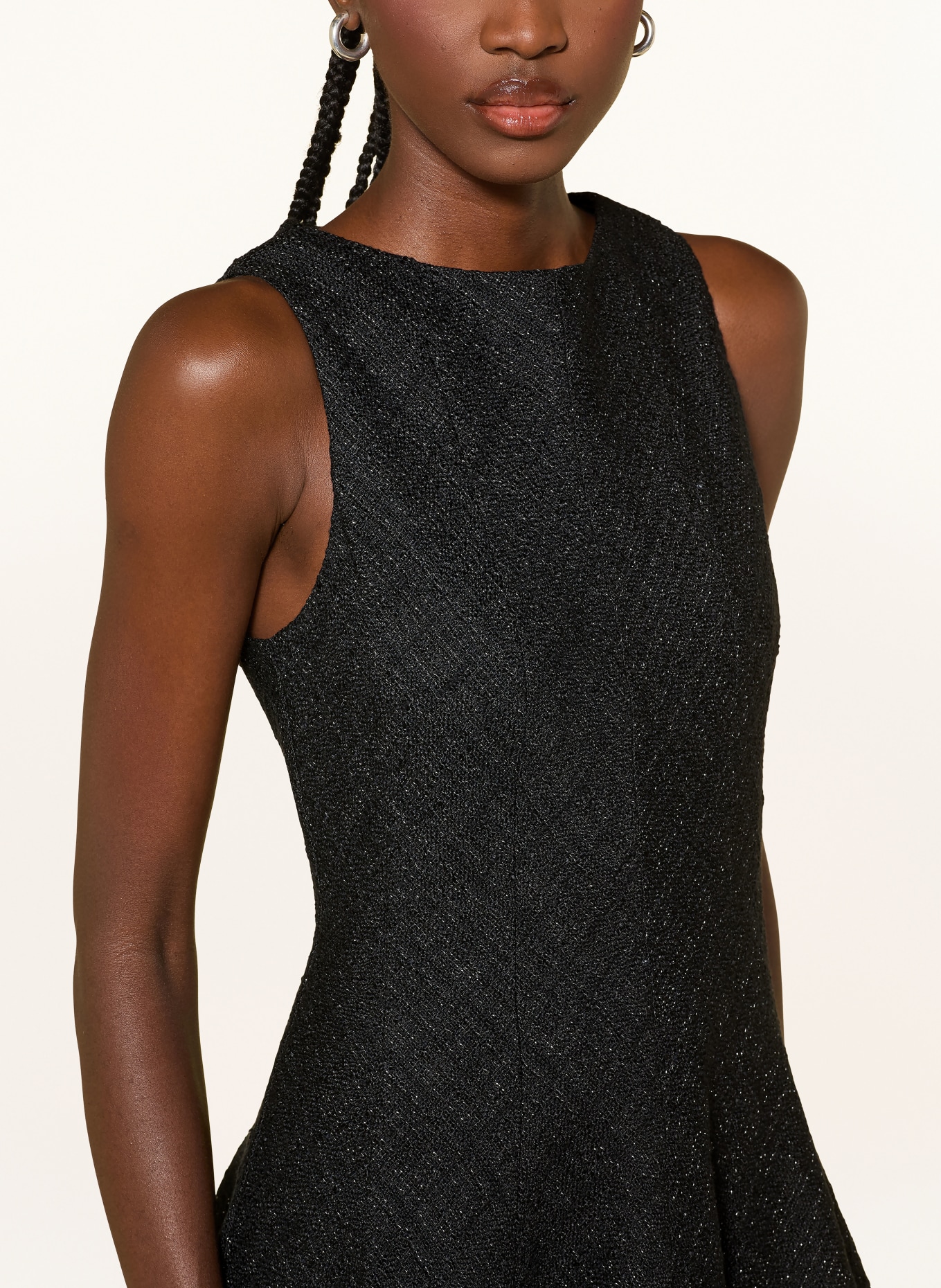 MRS & HUGS Cocktailkleid aus Tweed mit Glitzergarn: SCHWARZ / SILBER