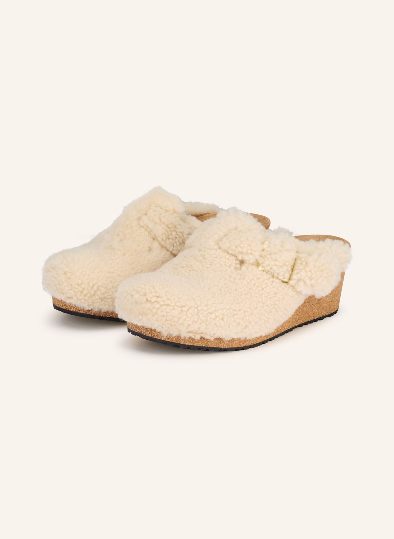 BIRKENSTOCK Plateau-Mules FANNY TEDDY: ECRU
