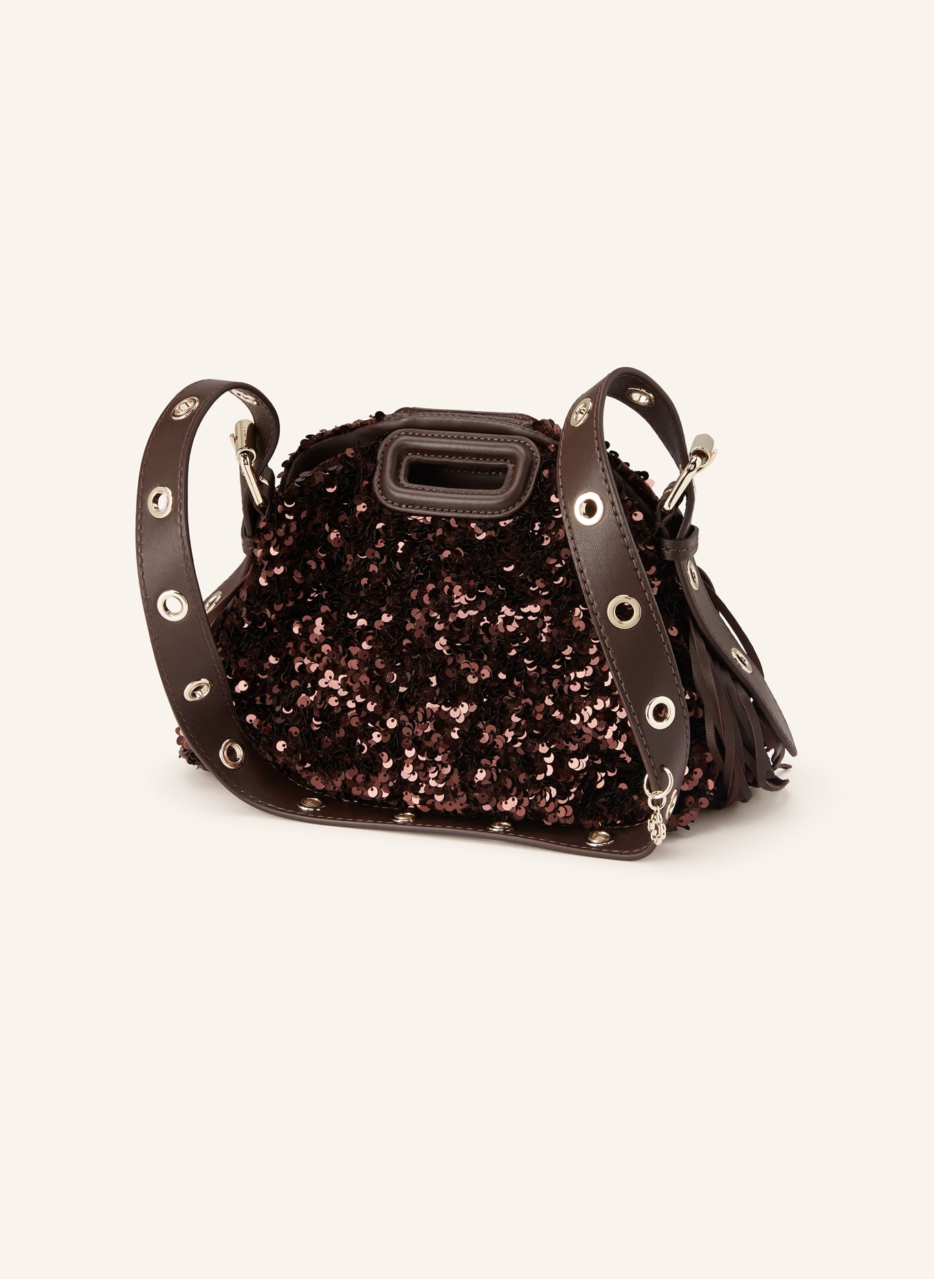 maje Handtasche mit Pailletten: DUNKELBRAUN