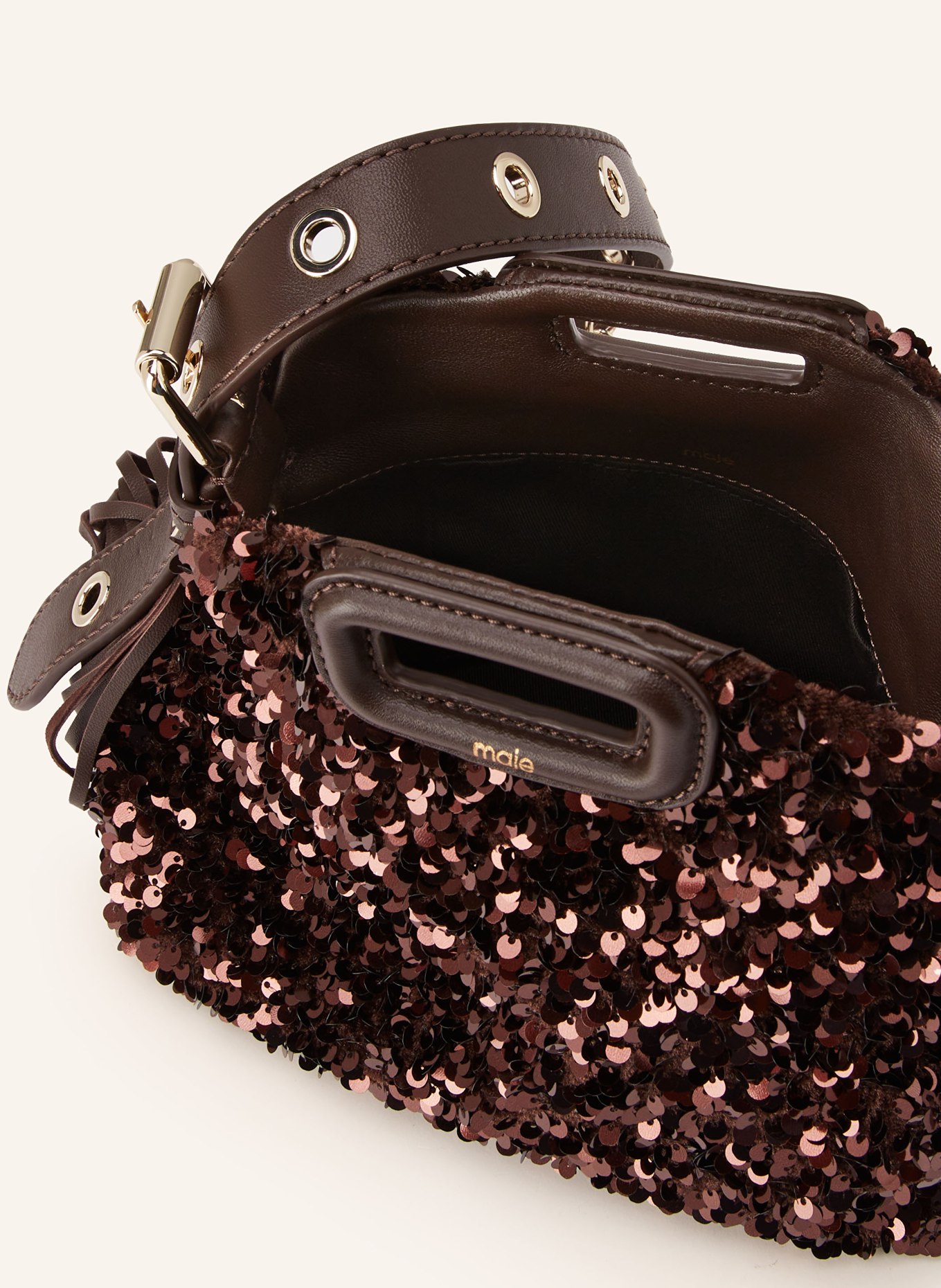 maje Handtasche mit Pailletten: DUNKELBRAUN