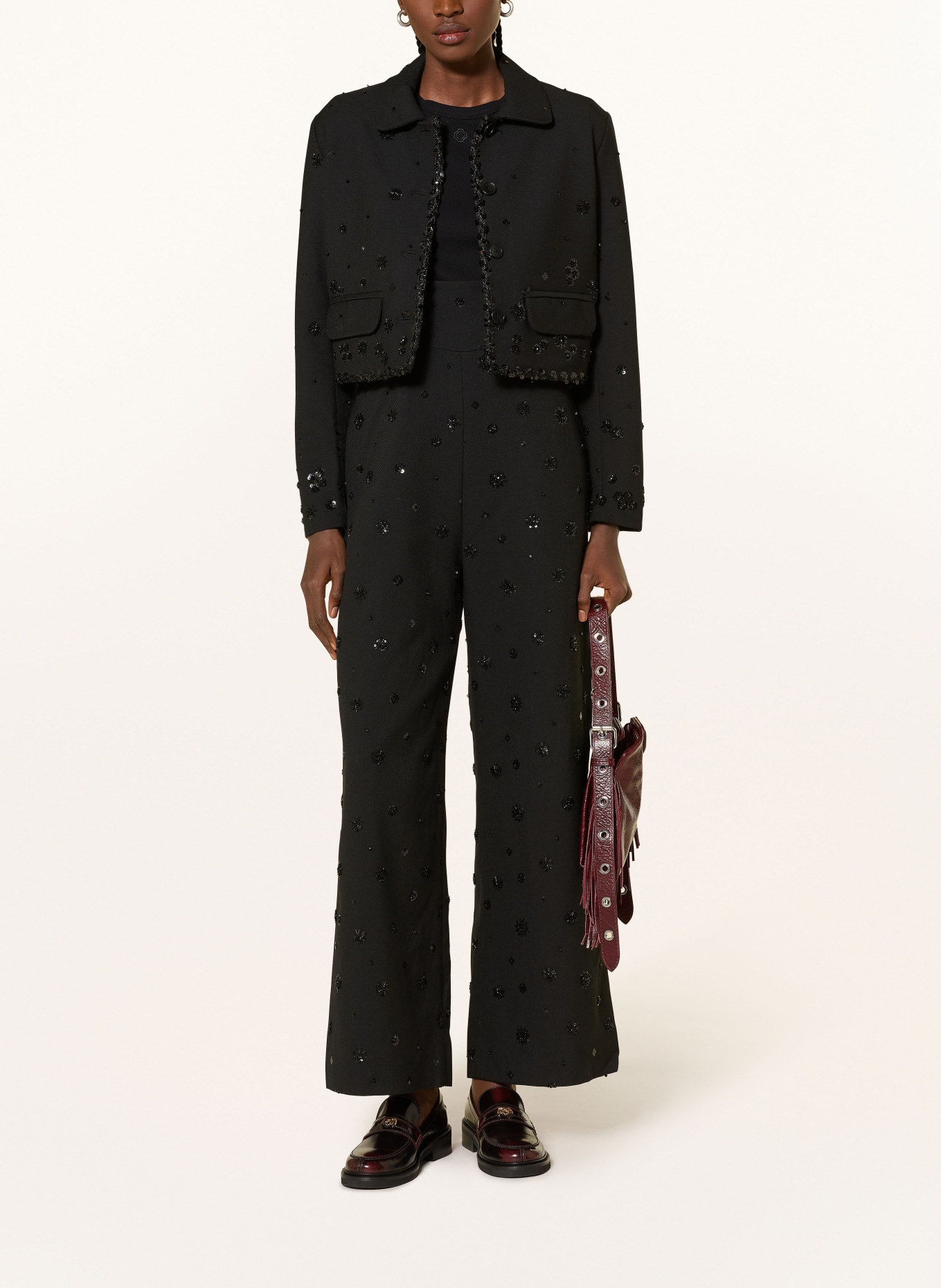 maje Kastenjacke mit Pailletten: SCHWARZ