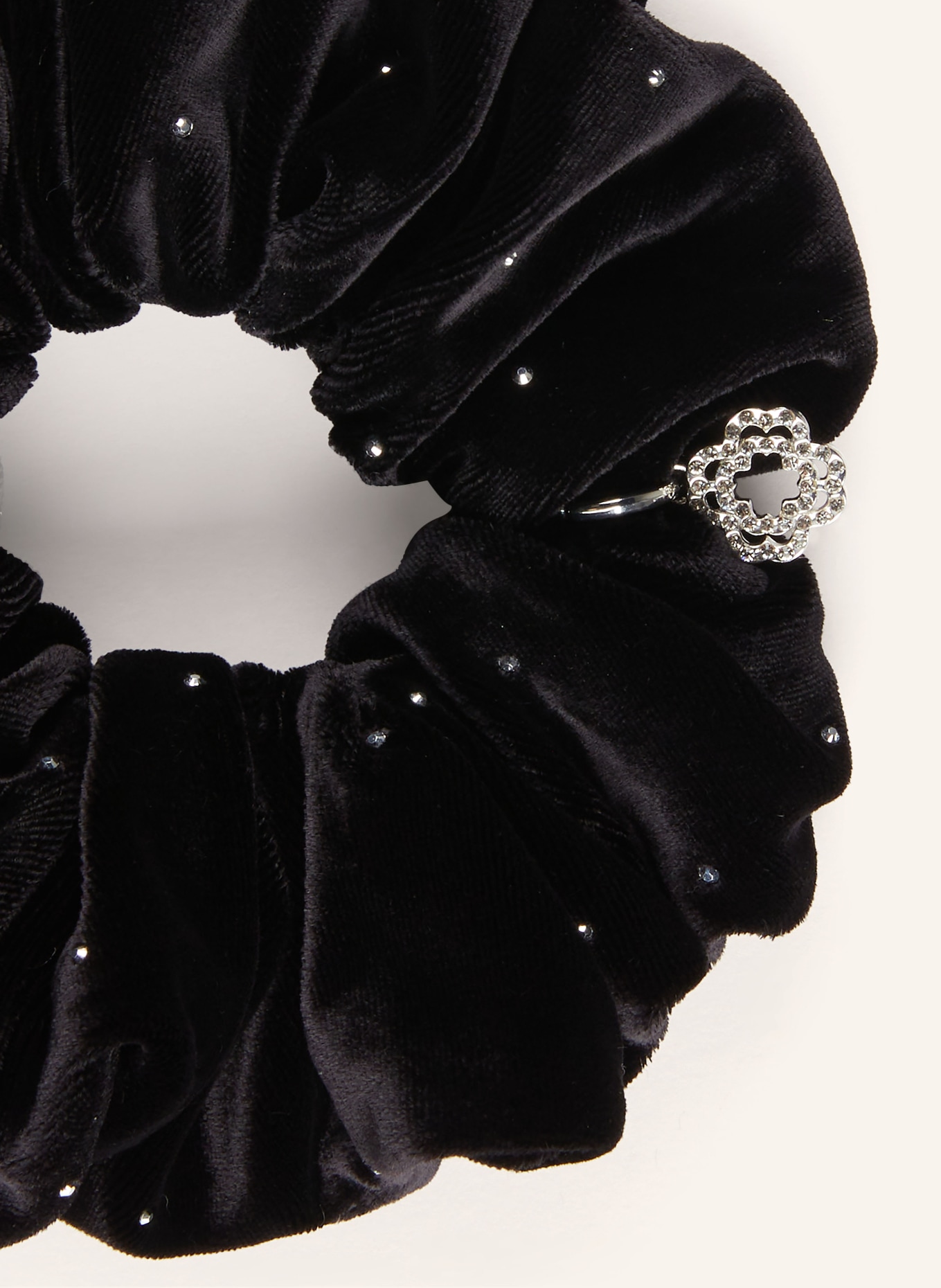 maje Aksamitna gumka do włosów z kamieniami ozdobnymi: CZARNY / SREBRNY