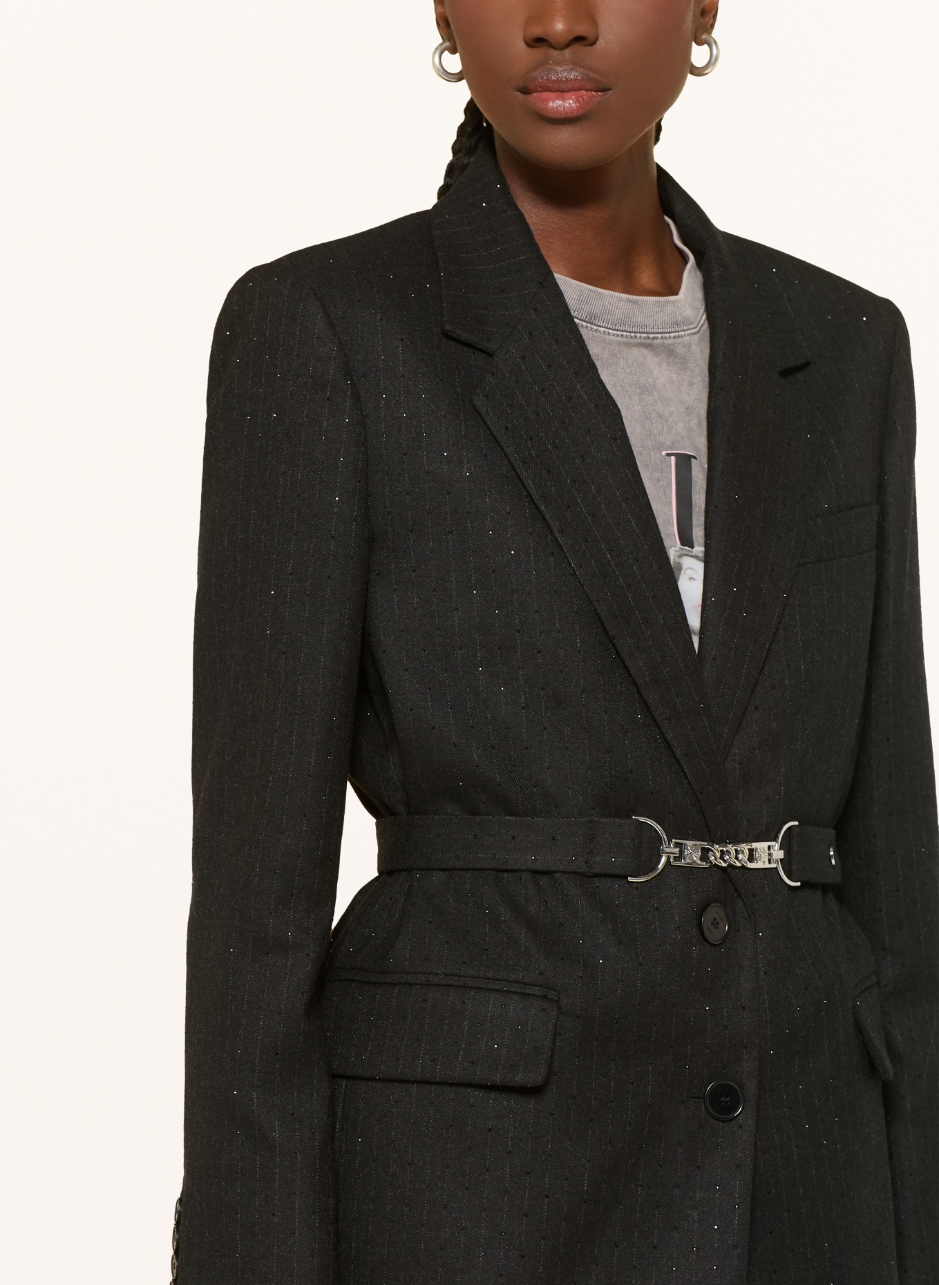 maje Blazer mit Schmucksteinen: SCHWARZ / WEISS