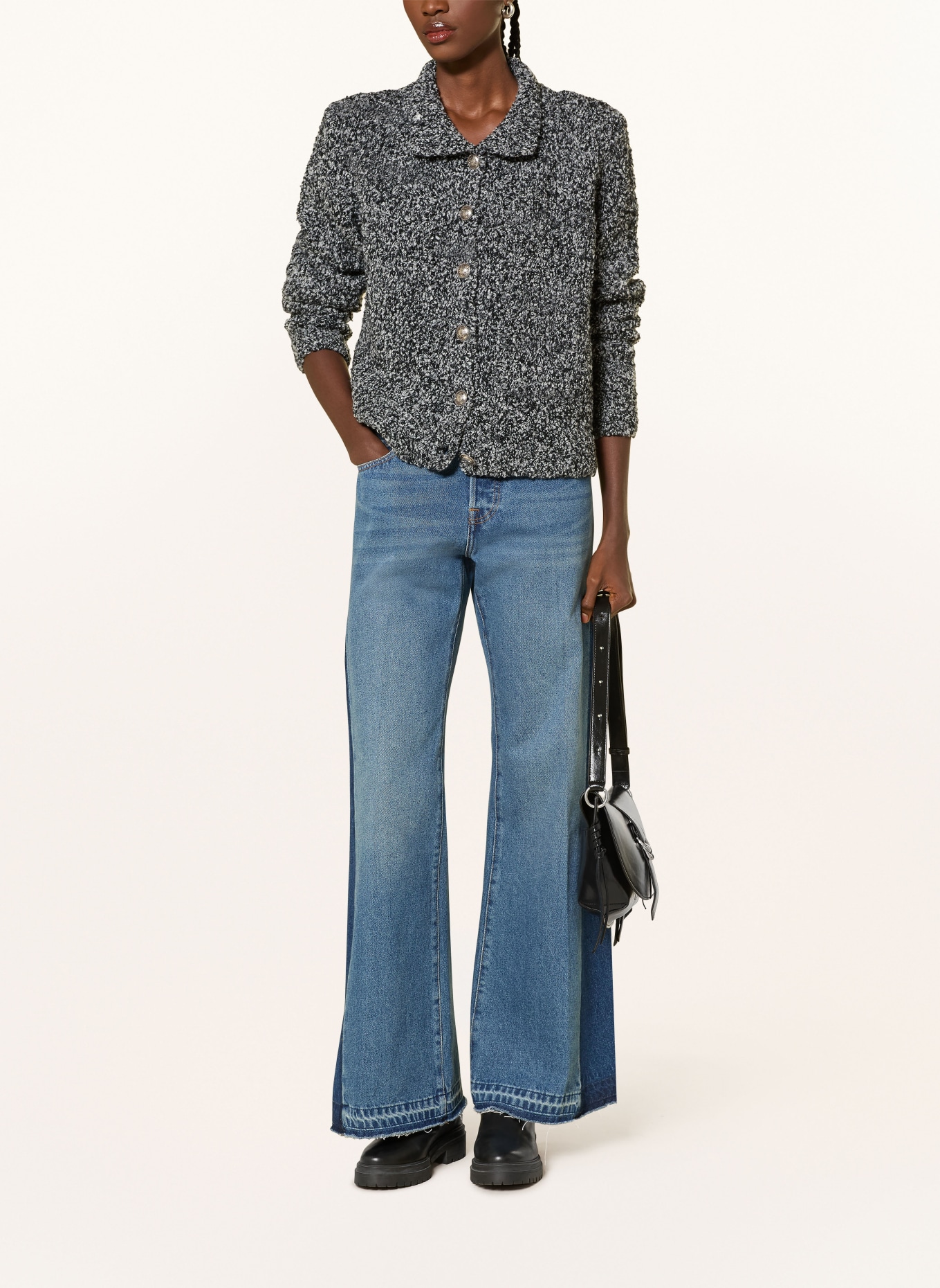 ba&sh Strickjacke CARLA: SCHWARZ / HELLGRAU / WEISS