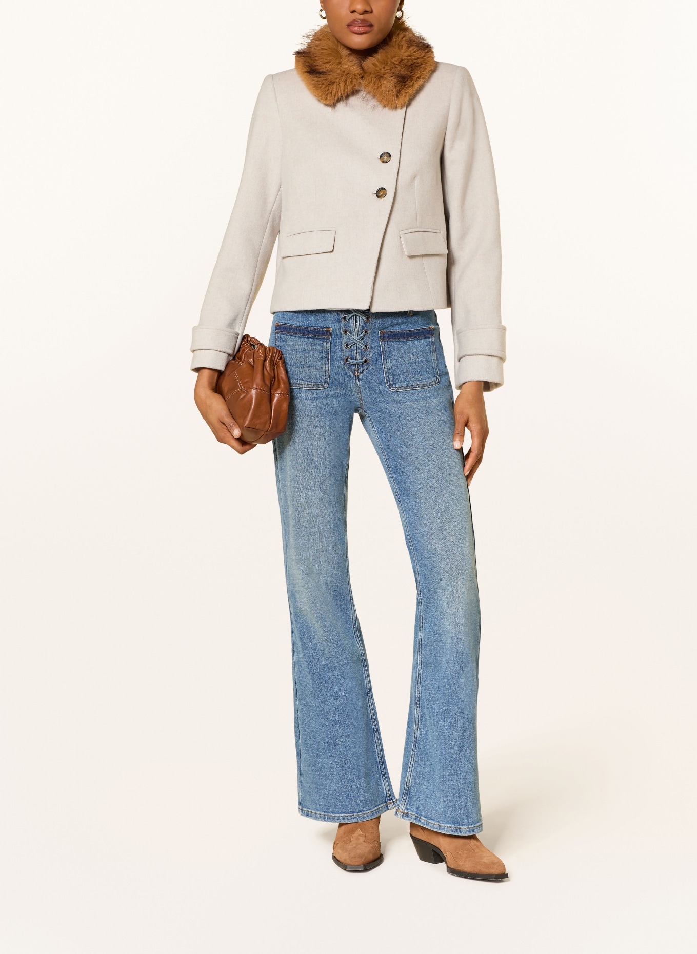 ba&sh Jacke TERRY mit Kunstfell: ECRU