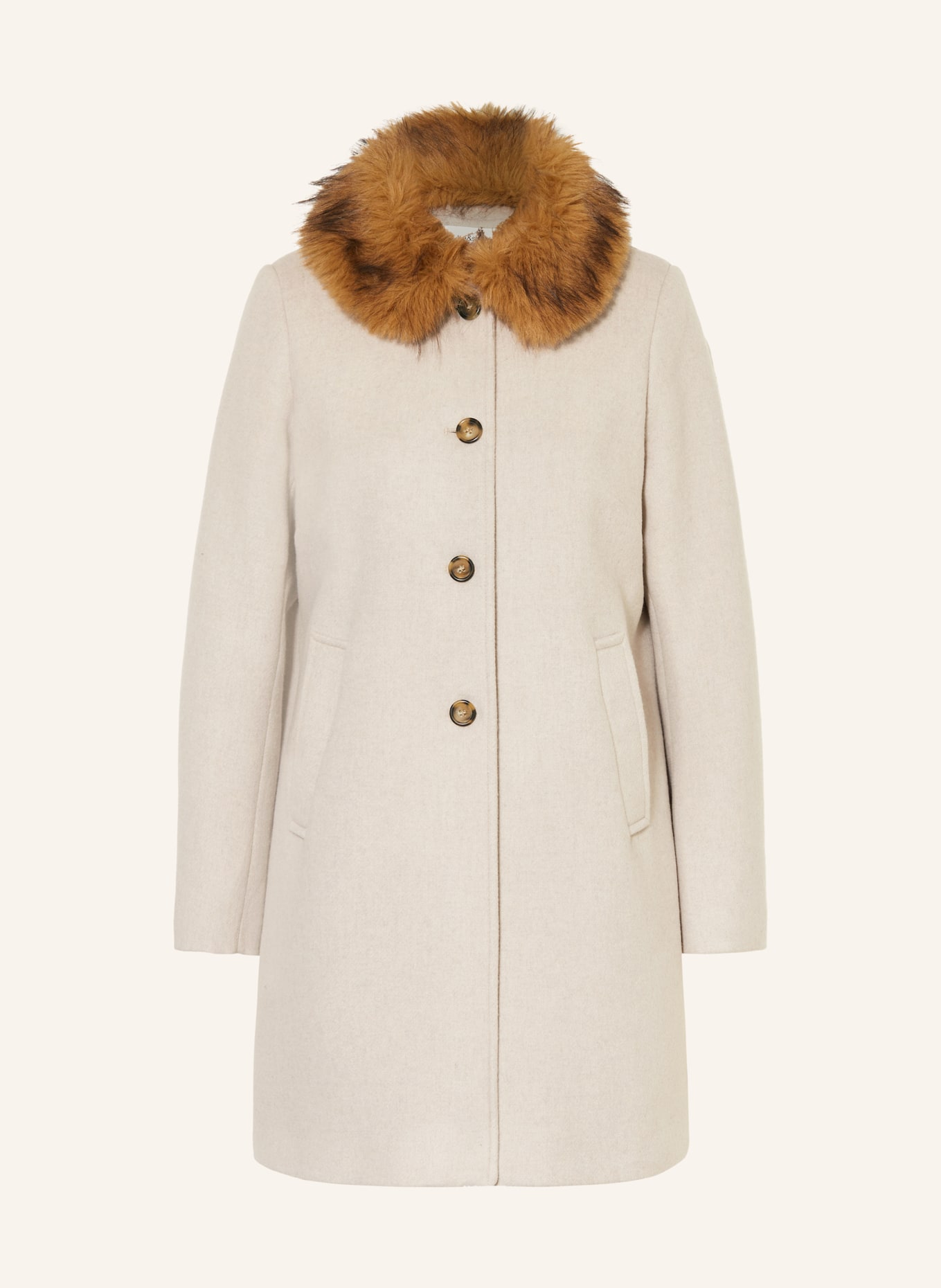 ba&sh Wollmantel TALLING mit Kunstfell: ECRU