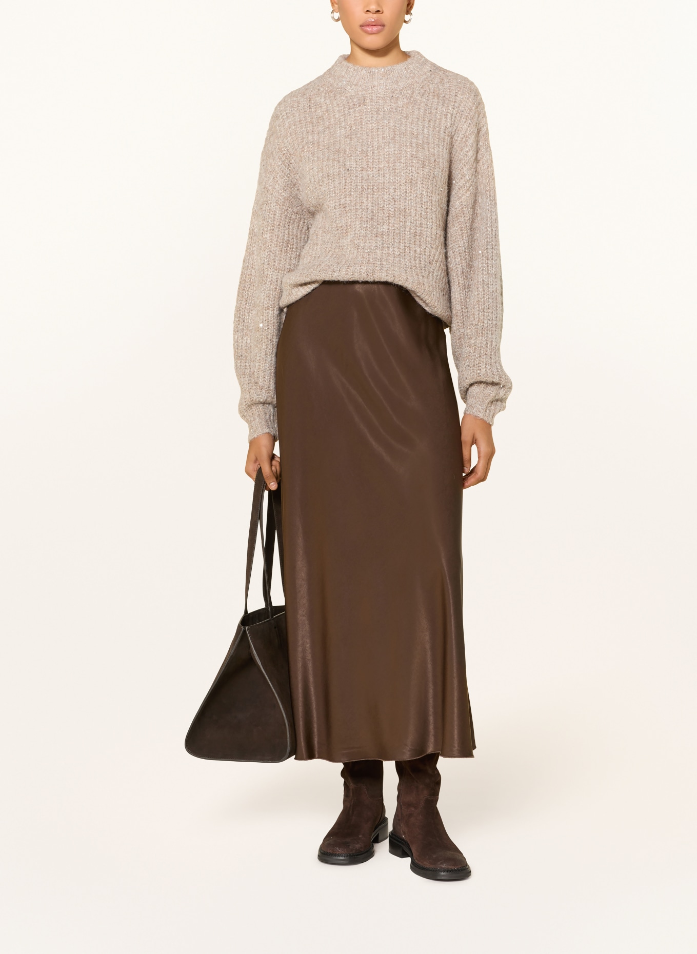 OPUS Pullover PALIET mit Pallietten: BRAUN